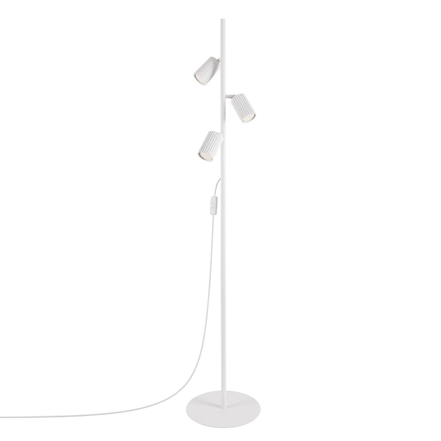 Lampadaire Moderne Blanc À 3 Spots Orientables Nervurés Karbon Sollux Lighting Gu10 10w