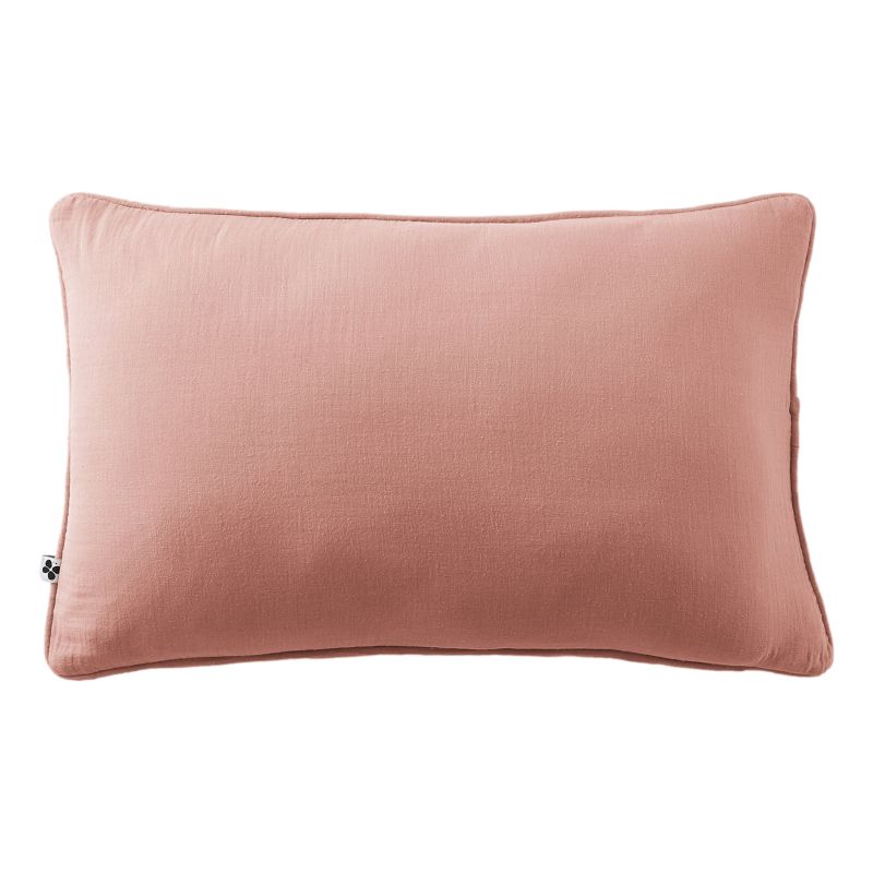 Coussin Déhoussable Avec Passepoil "gaïa" 40 X 60 Cm "gaze De Coton" L'Effet Papillon - Gaia Rose Pêche -