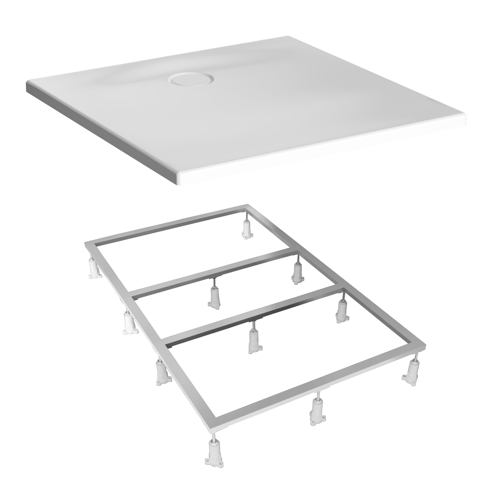 Vitra Receveur Acrylique Ultra-plat Leaf 90x90cm Blanc Texturé, Pn 24, Classe C + Set De Pieds