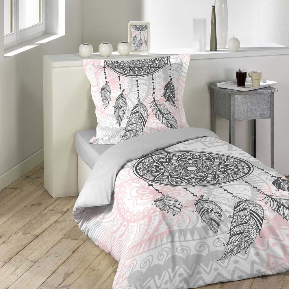 Douceur D'Intérieur - Housse De Couette 140x200 Namaste + 1 Taie 100% Coton
