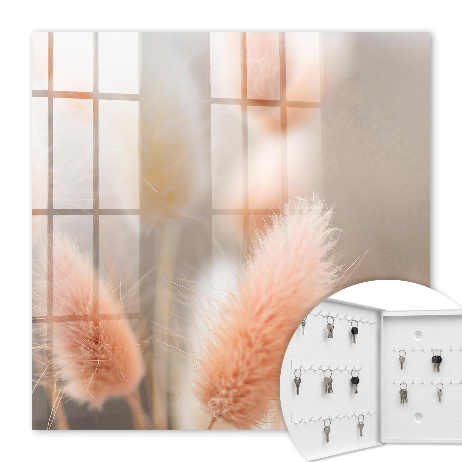Armoire À Clés - (30 Cm X 30 Cm) - Boîte À Clés Murale - Coffret De Rangement Pour Clés - Couleur Blanche - Ouverture Vers La Gauche - Pour Maison Et Bureau - La Subtilité De La Nature