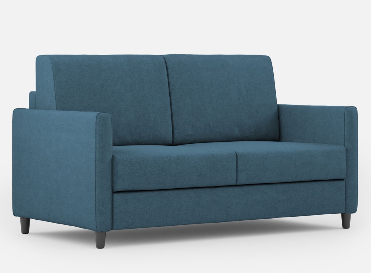 Canapé Droit Moderne Italien Tissu Bleu Korane - 3 Tailles 138 Cm-taille 138 Cm
