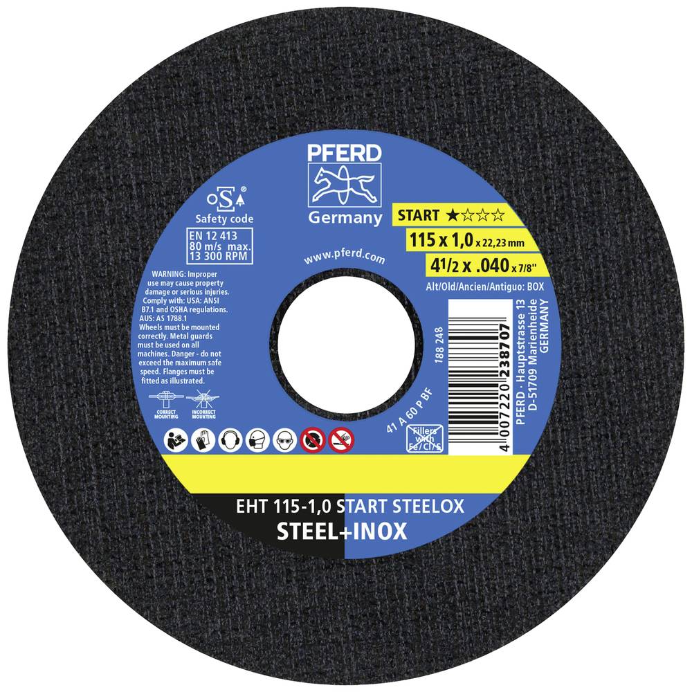 Pferd - Tools Eht 115-1,0 Start Steelox 69120943 Jeu De Disque À Tronçonner 115 Mm 25 Pc(s) Acier Inoxydable, Acier