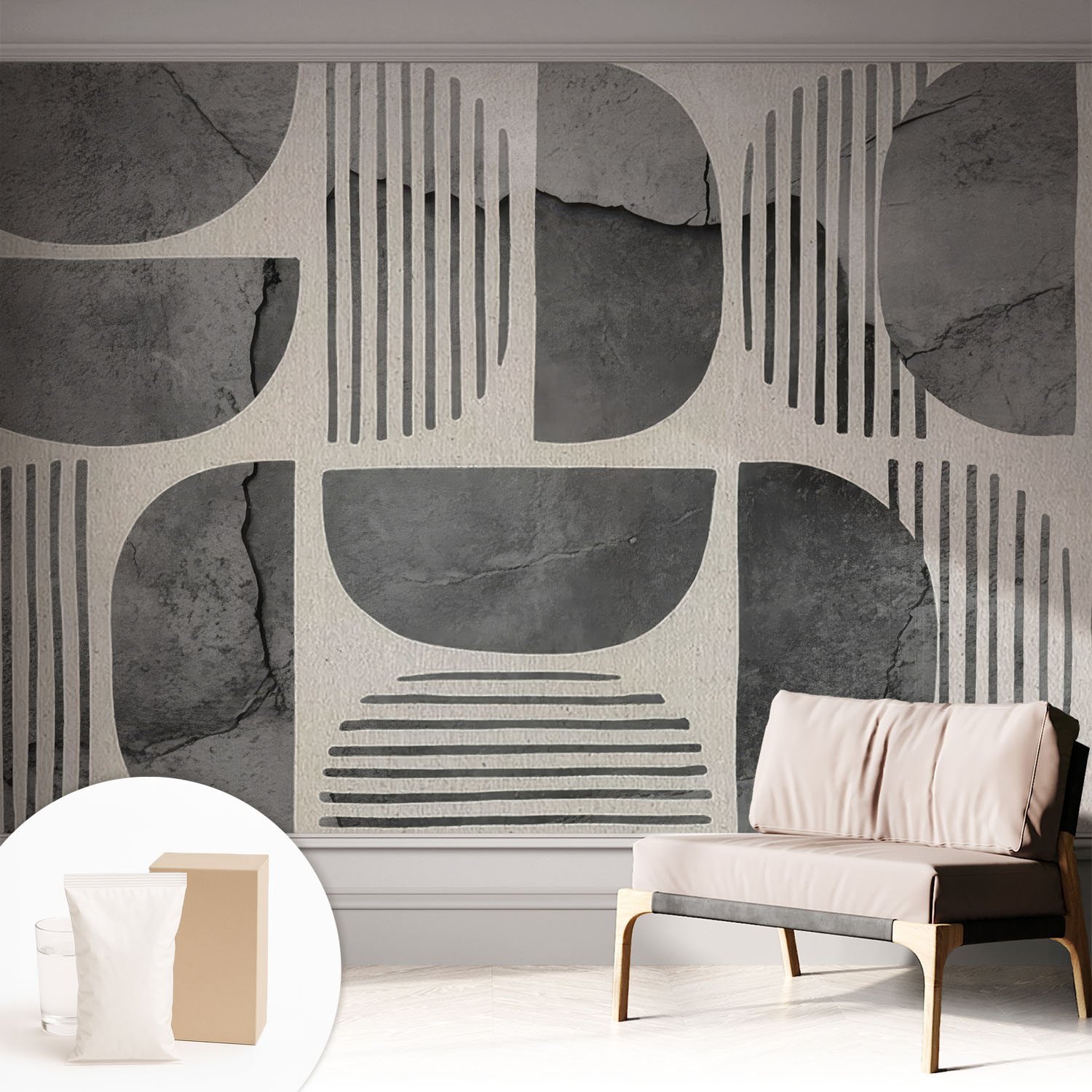Papier Peint Intissé Décoratif Avec Motifs Pour Salon Et Chambre A Motif - Colle Incluse Gratuite Formes Géométriques 312x219 Cm