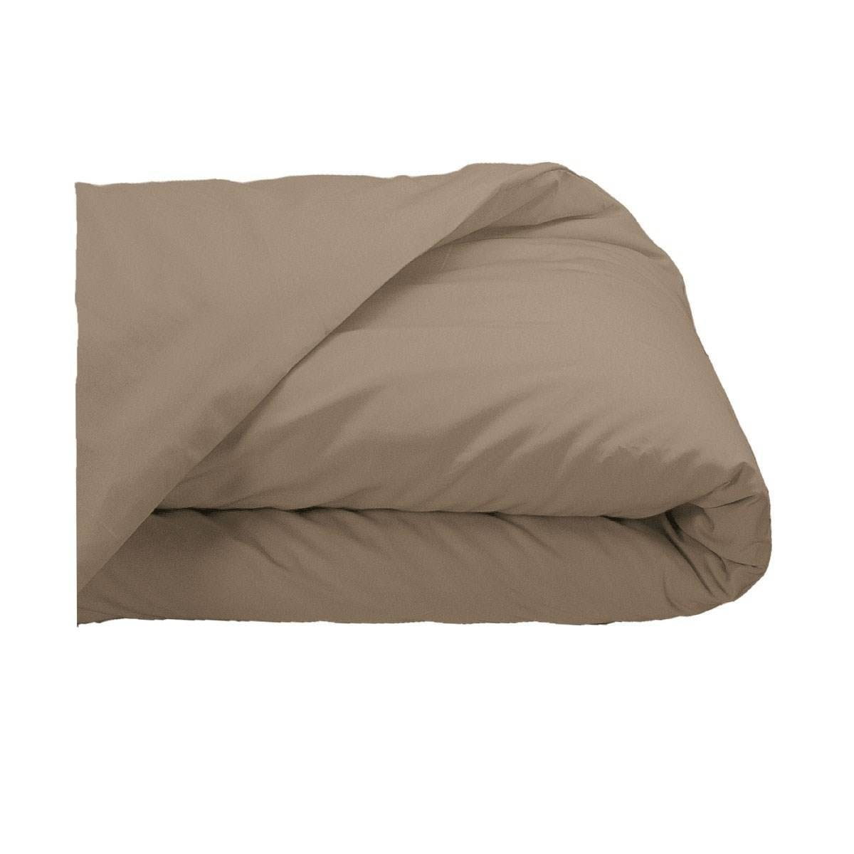 Housse De Couette Percale De Coton Sensei - Taupe - 240x260