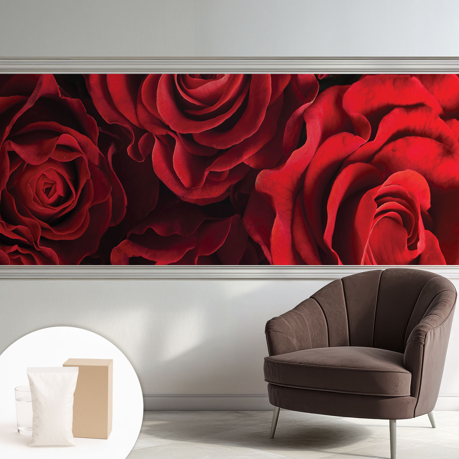 Papier Peint Intissé Avec Imprimé Pour Décoration Intérieure Pour Rénovation A Motif - Colle Incluse Gratuite Roses Rouges 250x104 Cm