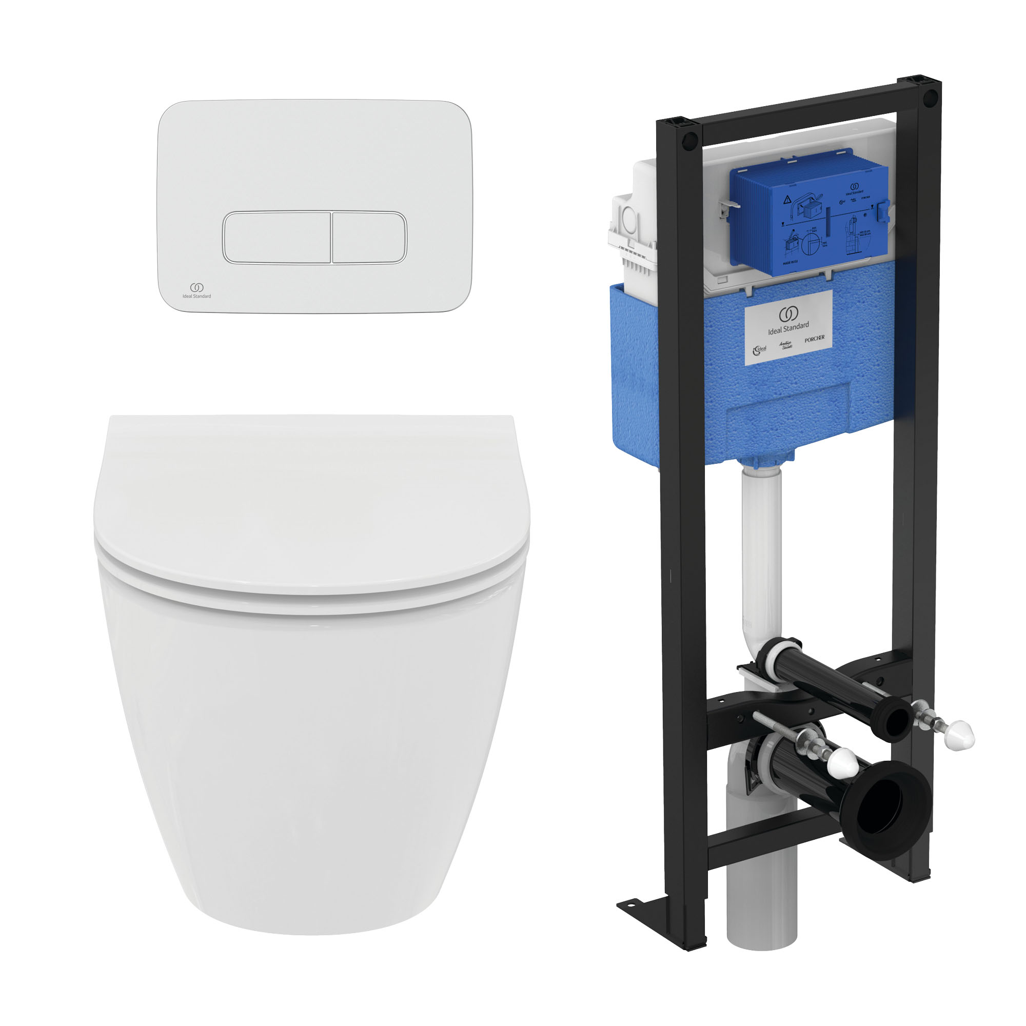 Ideal Standard Pack Wc Suspendu I.life O Slim + Bâti Support Autoportant Plaque Chrome Mat