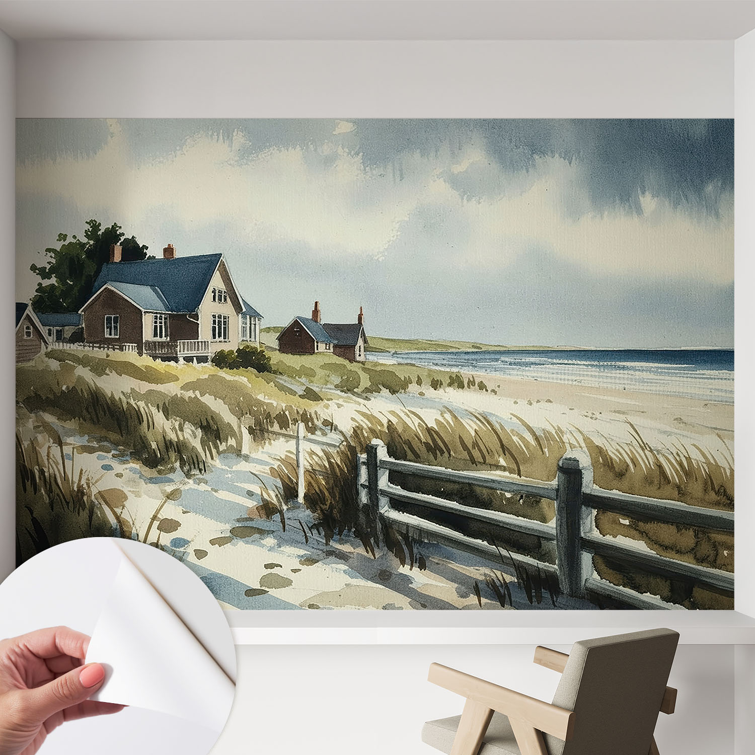 Papier Peint Adhésif Décoratif Avec Colle Pour Salon Chambre À Coucher Et Bureau Design Moderne Et Facile À Poser Dunes De Plage 152x104 Cm