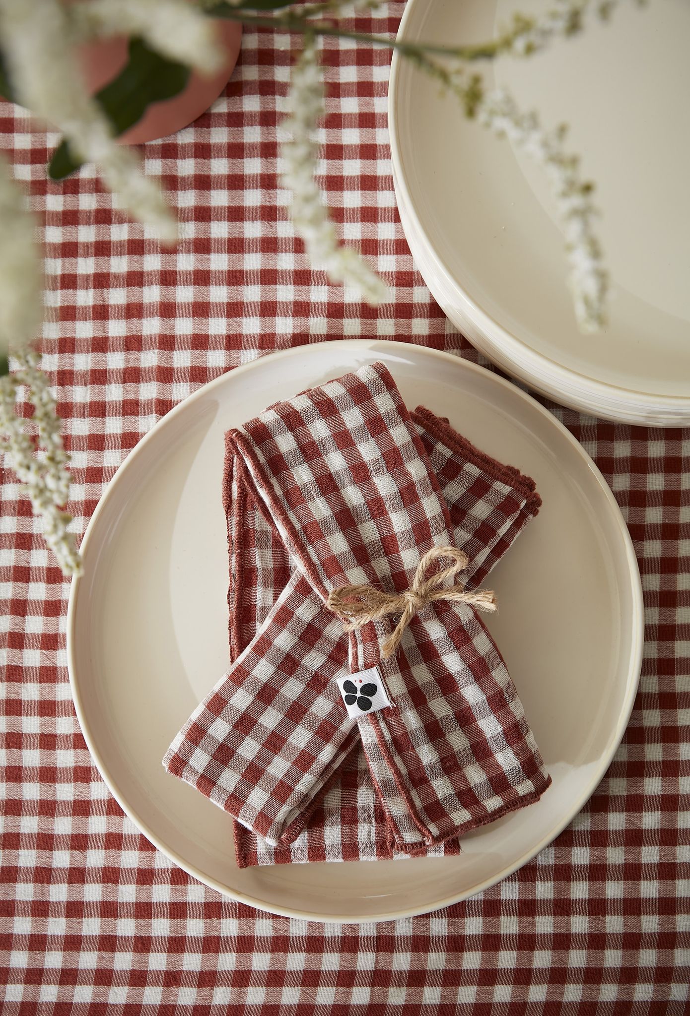 Lot De 3 Serviettes 40 X 40 Cm - Double Gaze De Coton - Vickie Terracotta