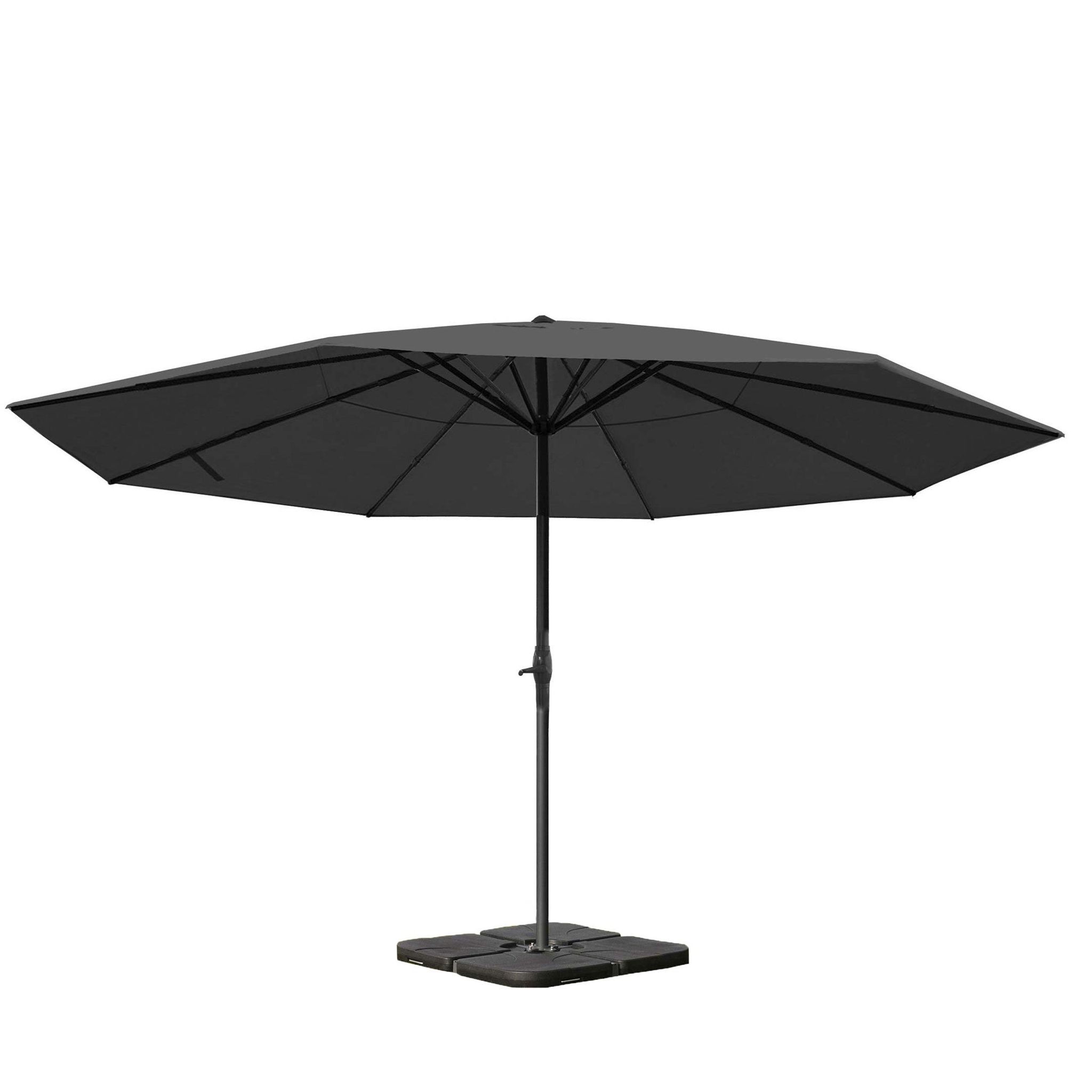 Parasol Ø 5 M Professionnel De Restauration Aluminium Et Polyester 28 Kg Anthracite Avec Pied 040008025