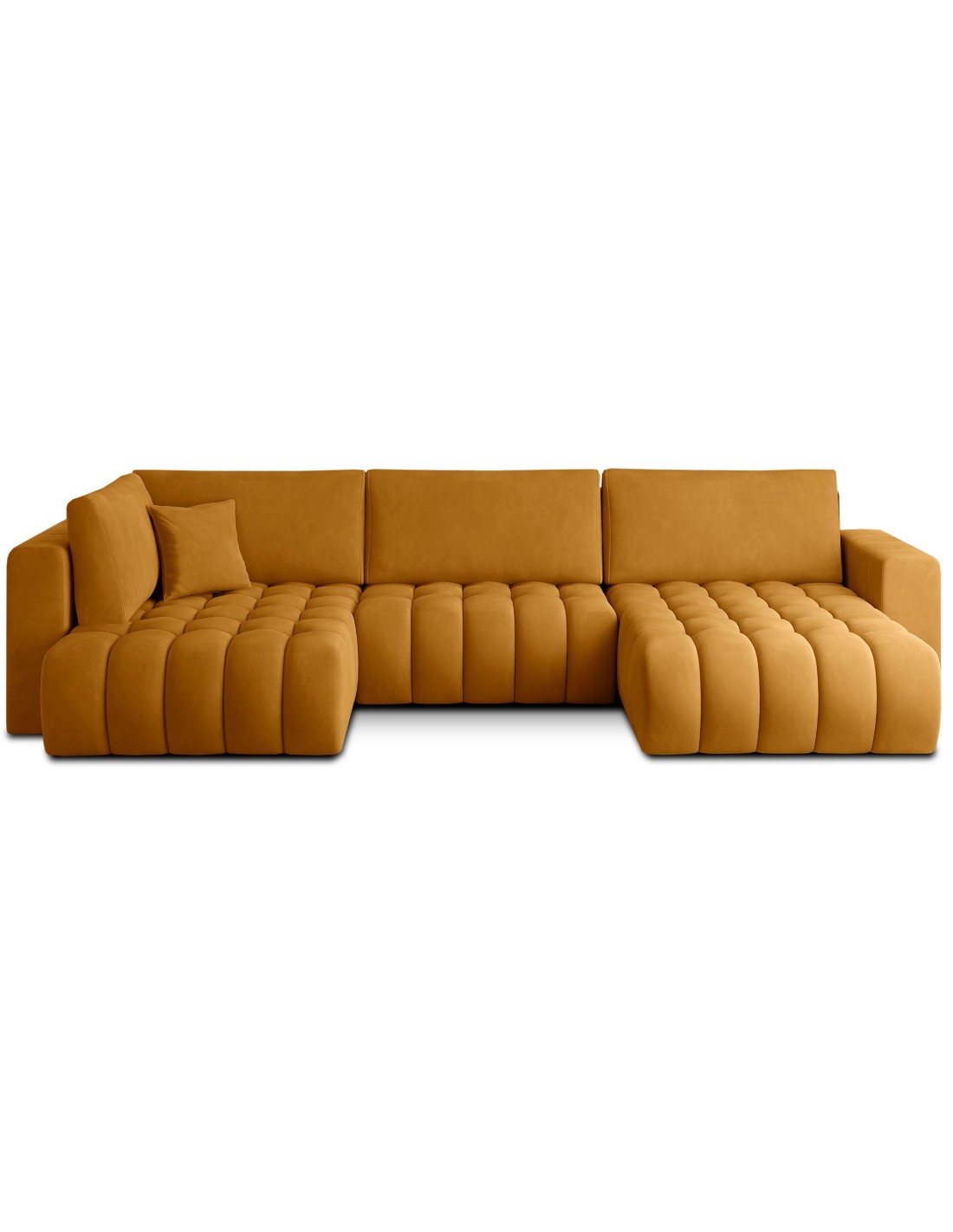 Canapé D'Angle Bonita Convertible 6 Places Jaune Orangé Tissu - Droit - 350x175cm