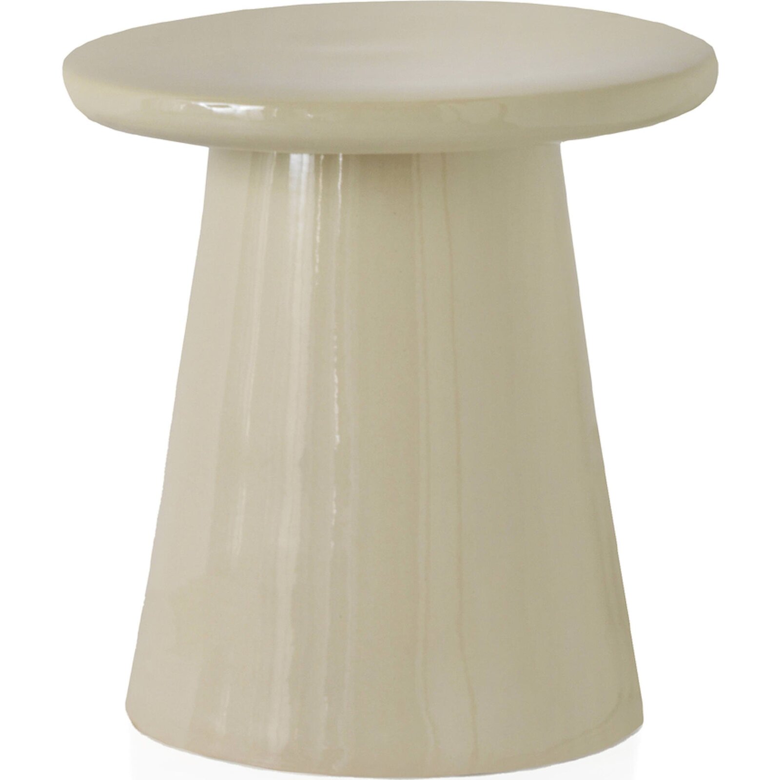 Tabouret En Céramique Crème Brillant Design Élégant - Crème Brillant Élégant