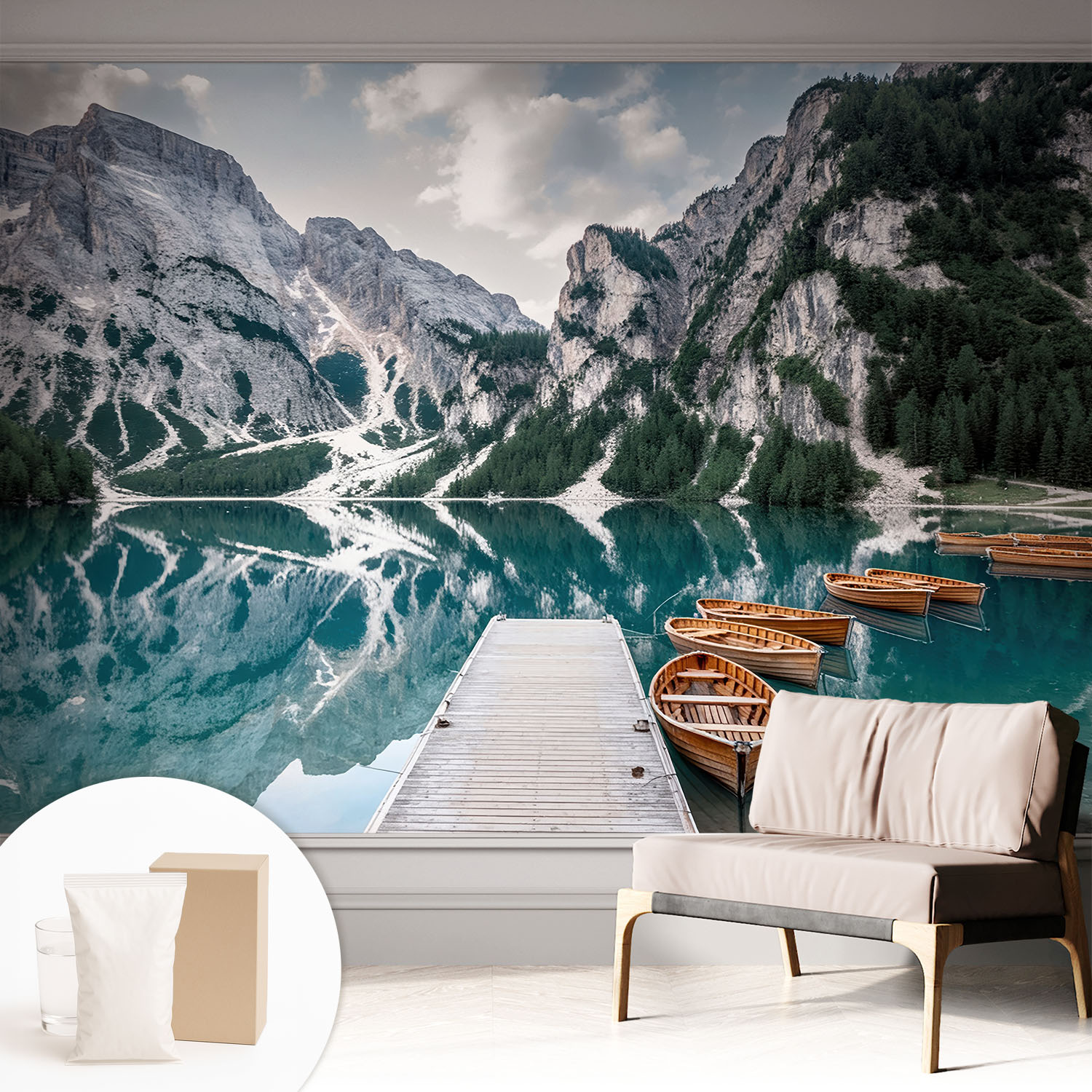 Papier Peint Intissé Avec Imprimé Pour Intérieur Moderne Application Facile A Motif - Colle Incluse Gratuite Panorama Montagneux 312x219 Cm