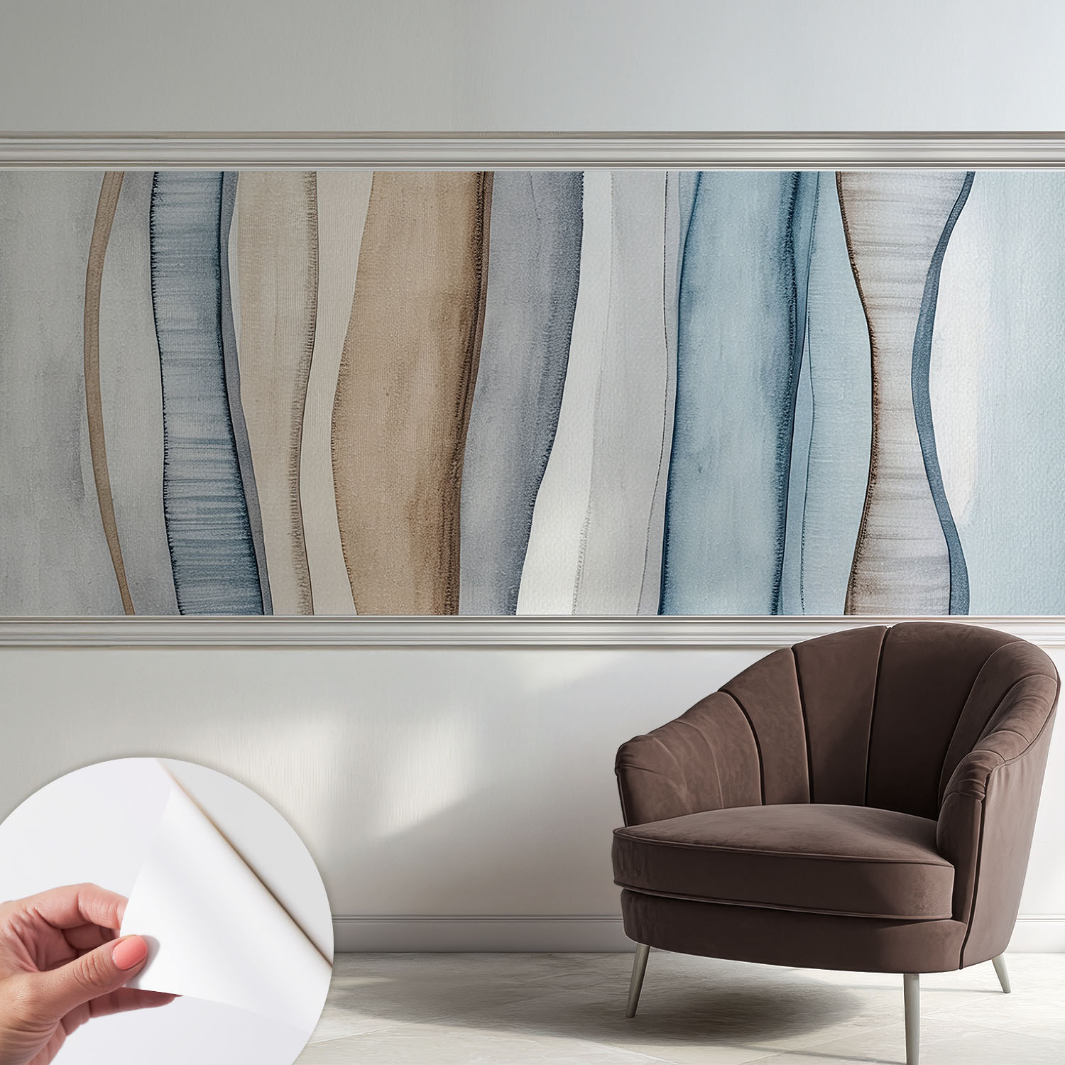 Papier Peint Adhésif Avec Colle Pour Décoration Moderne De Salon Chambre À Coucher Cuisine Et Bureau Facile Rayures Abstraites 250x104 Cm