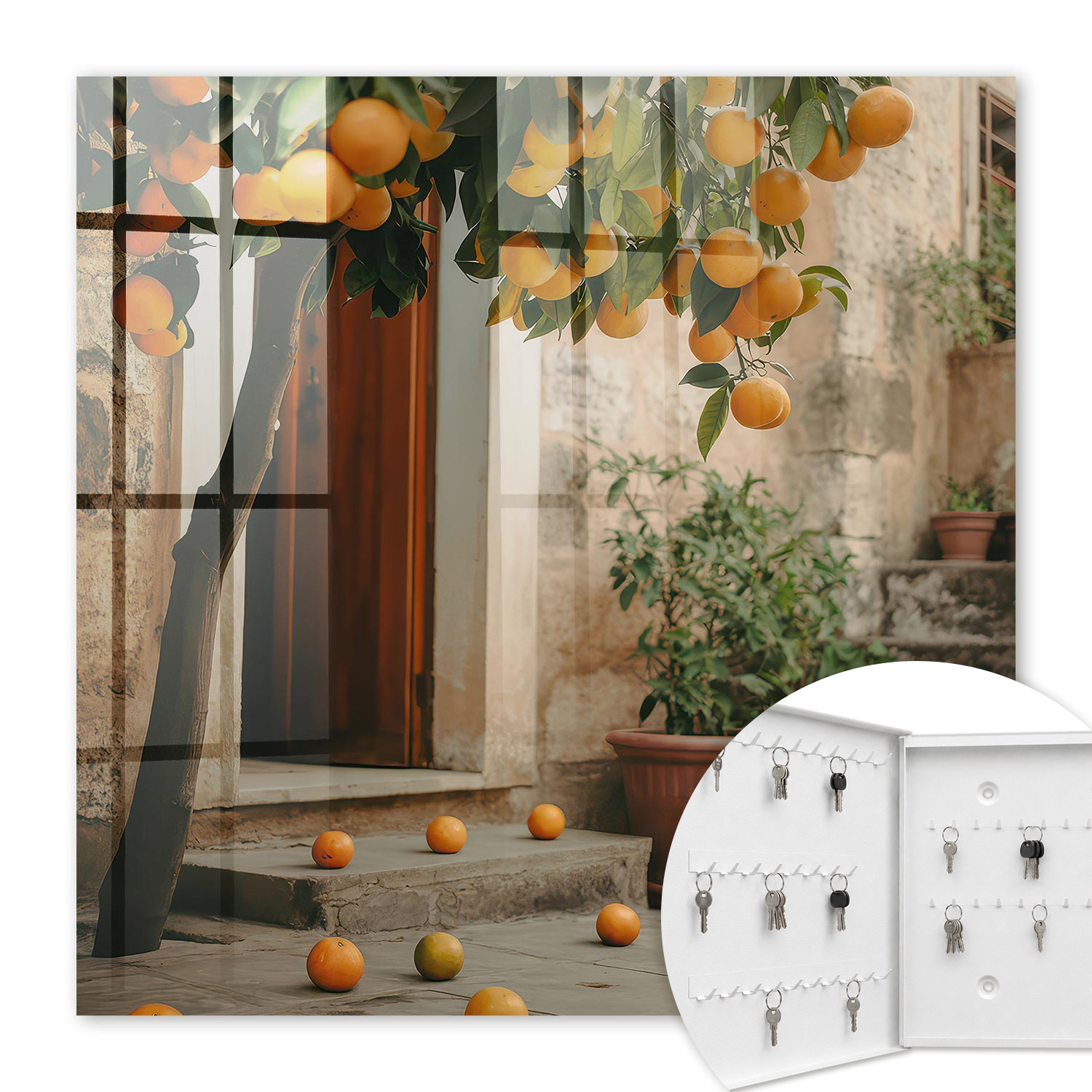 Armoire À Clés - (30 Cm X 30 Cm) - Boîte À Clés Murale - Coffret De Rangement Pour Clés - Couleur Blanche - Ouverture Vers La Gauche - Pour Maison Et Bureau - Terrasse Chaleureuse