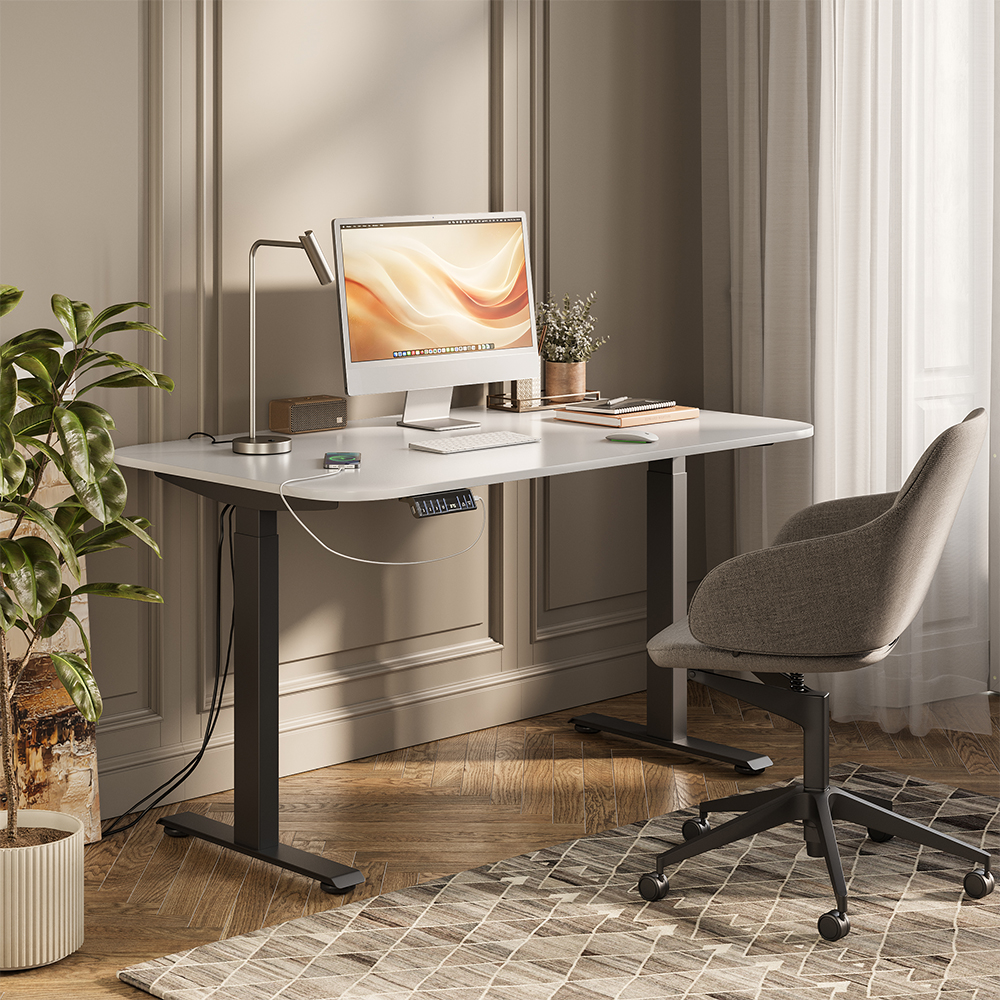 Bureau Elevate, Noir/blanc, 140x80cm 2 Moteurs, Vicco
