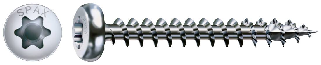 Spax - Vis Universelle, 5 X 16 Mm, 1000 Unités, Filetage Total, Tête Ronde, T-star Plus T20, 4cut, Wirox - 0201010500165