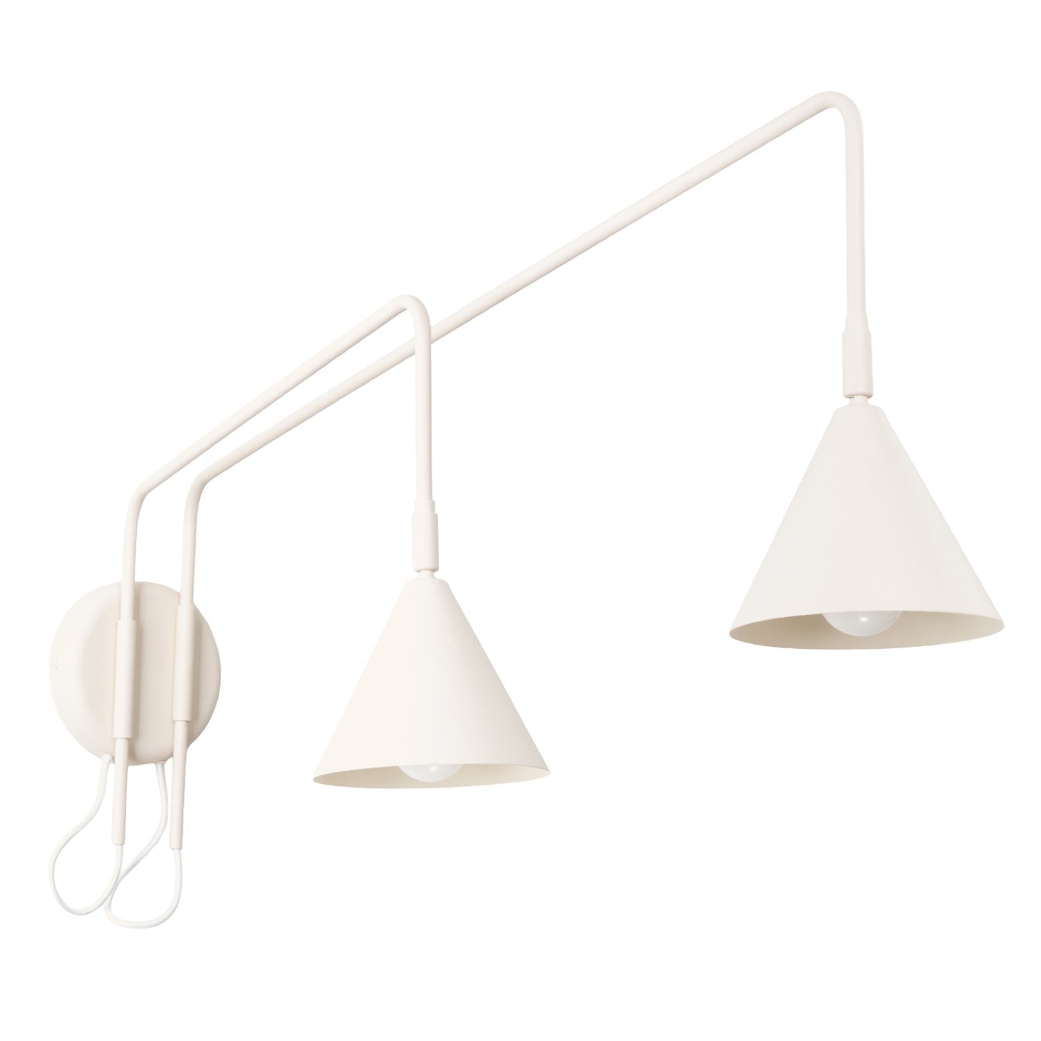 Applique Murale Moderne Beige À Abat-jour Coniques Sur Bras 2xe14 10w Nox Sollux Lighting