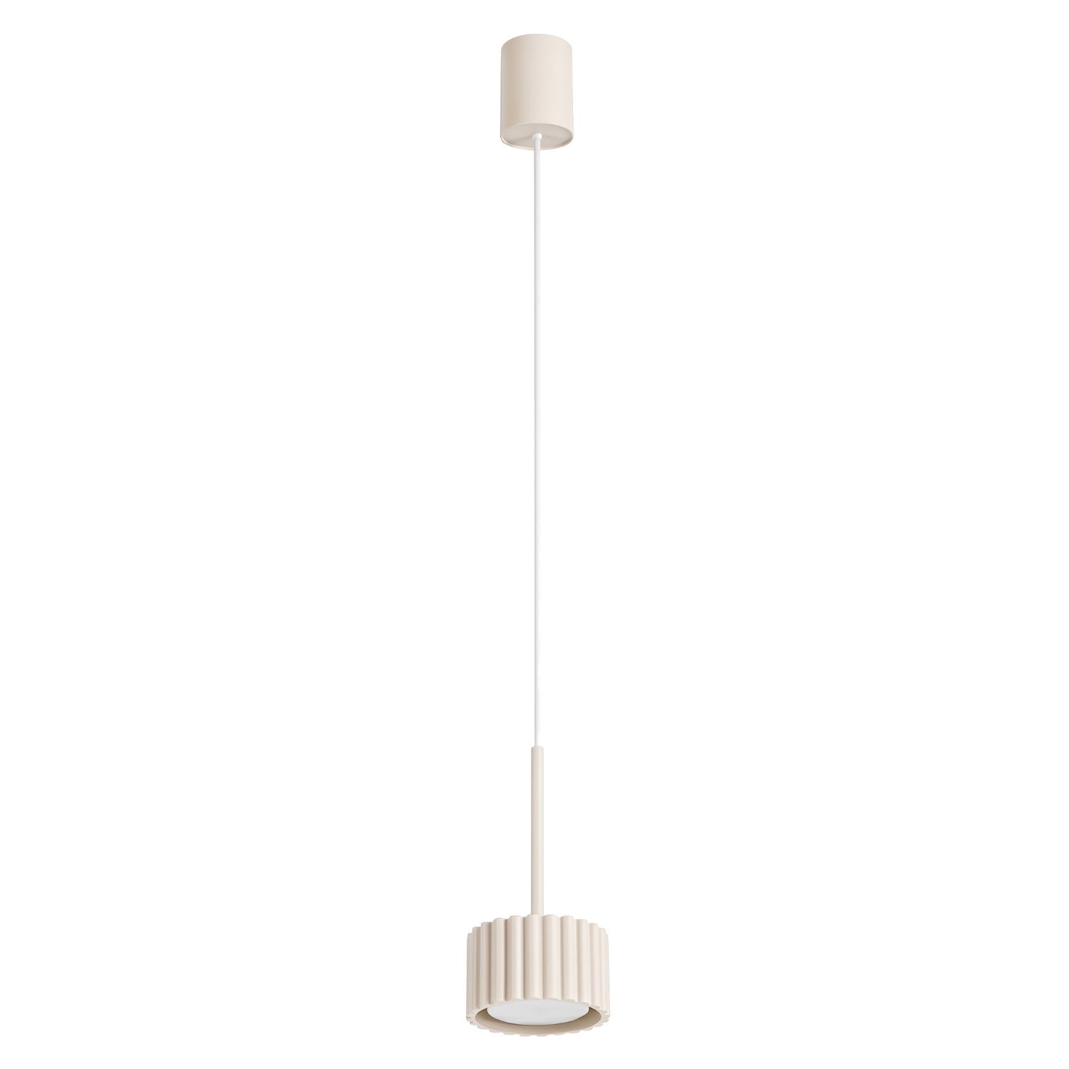Suspension Moderne Beige À Petit Abat-jour Rond Cannelé 1xgx53 10w Aura Sollux Lighting