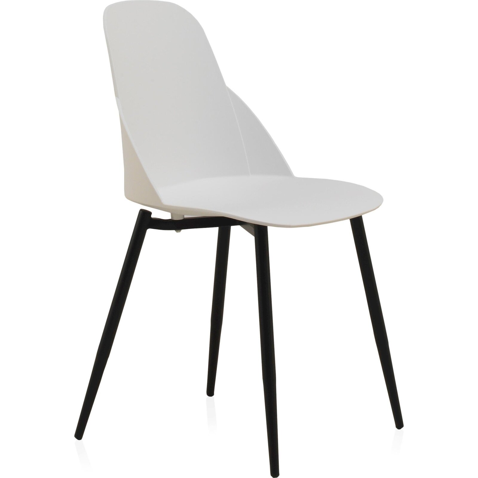 X4 Chaises Design Blanche Assise Arrondie Pieds Métal Noir Élégant - Blanc Assise Et Pieds Métal Noir