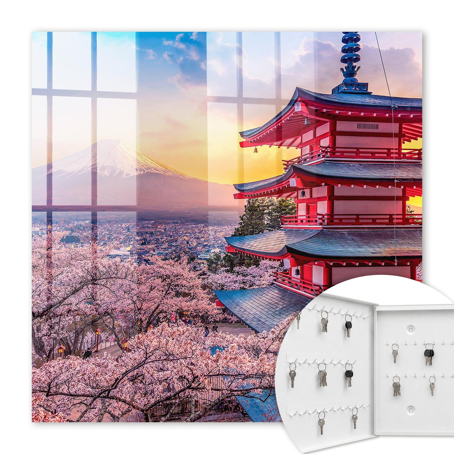 Armoire À Clés - (30 Cm X 30 Cm) - Boîte À Clés Murale - Coffret De Rangement Pour Clés - Couleur Blanche - Ouverture Vers La Gauche - Pour Maison Et Bureau - Harmonie Japonaise
