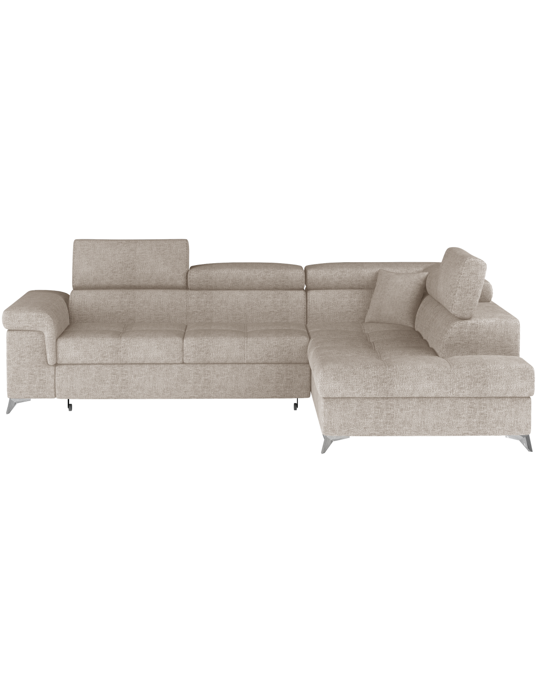 Canapé D'Angle Convertible Palazzo 4 Places Beige - Angle Droit Avec Coffre