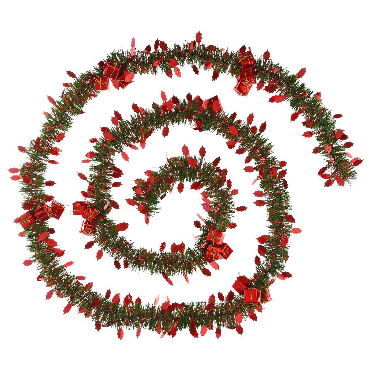 Guirlande De Noël Large 10 Cm Vert Avec Déco Rouge Longueur 2.7 Mètres - Feeric Christmas