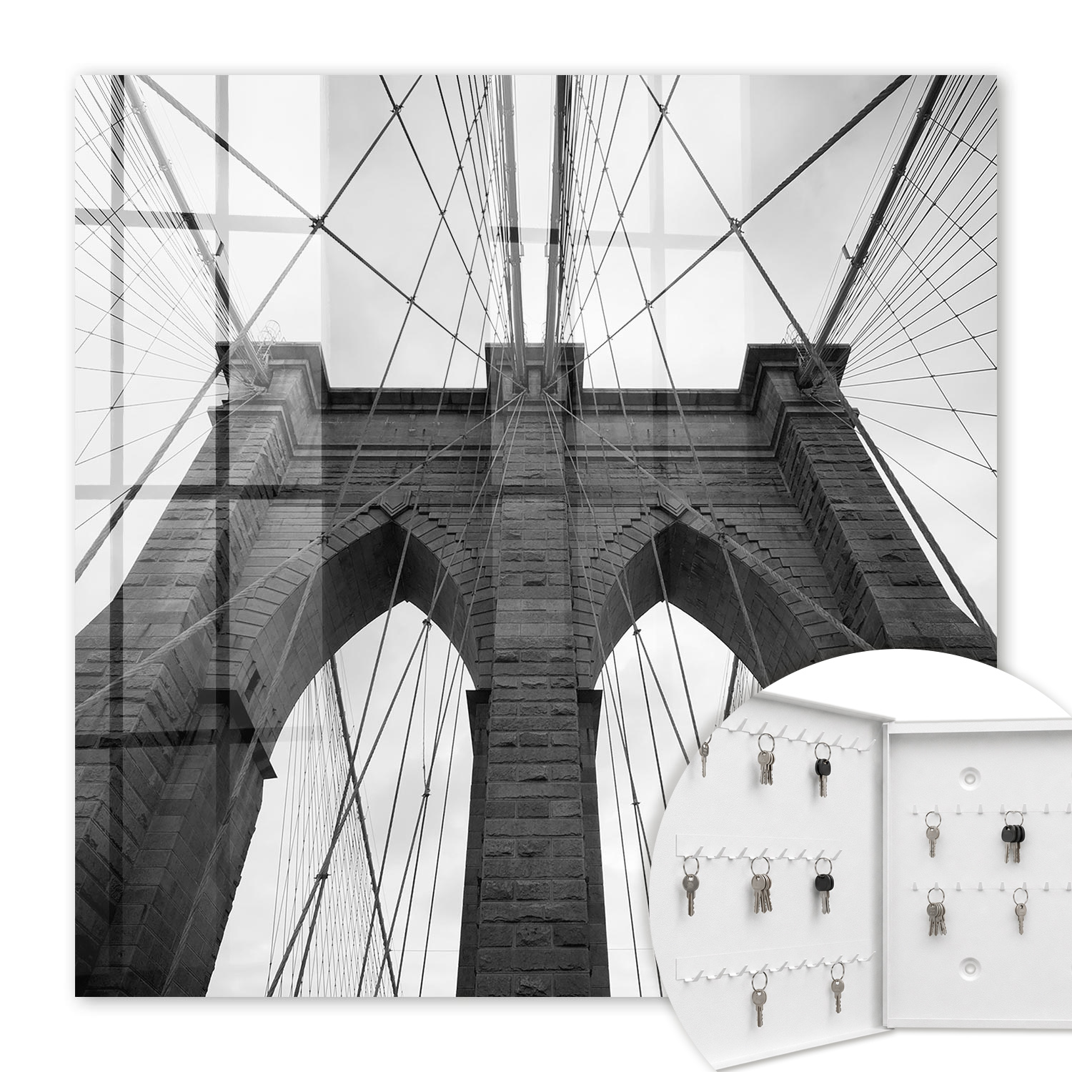 Armoire À Clés - (30 Cm X 30 Cm) - Boîte À Clés Murale - Coffret De Rangement Pour Clés - Couleur Blanche - Ouverture Vers La Gauche - Pour Maison Et Bureau - Pont Architectural