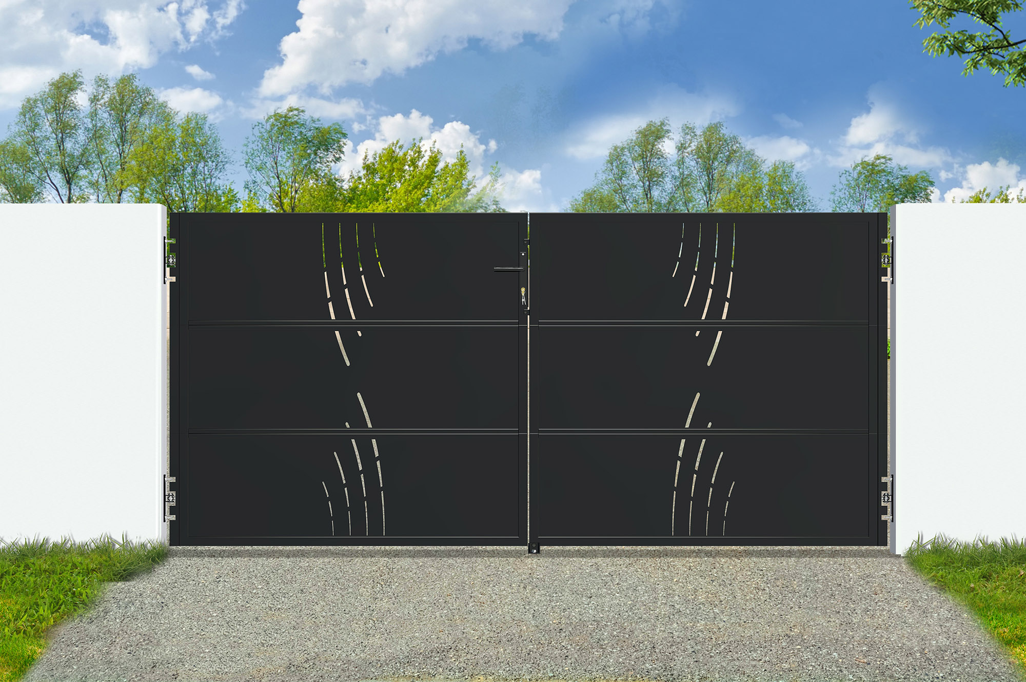 Portail Acier Noir Mat 3m Nali Veleta H.140cm