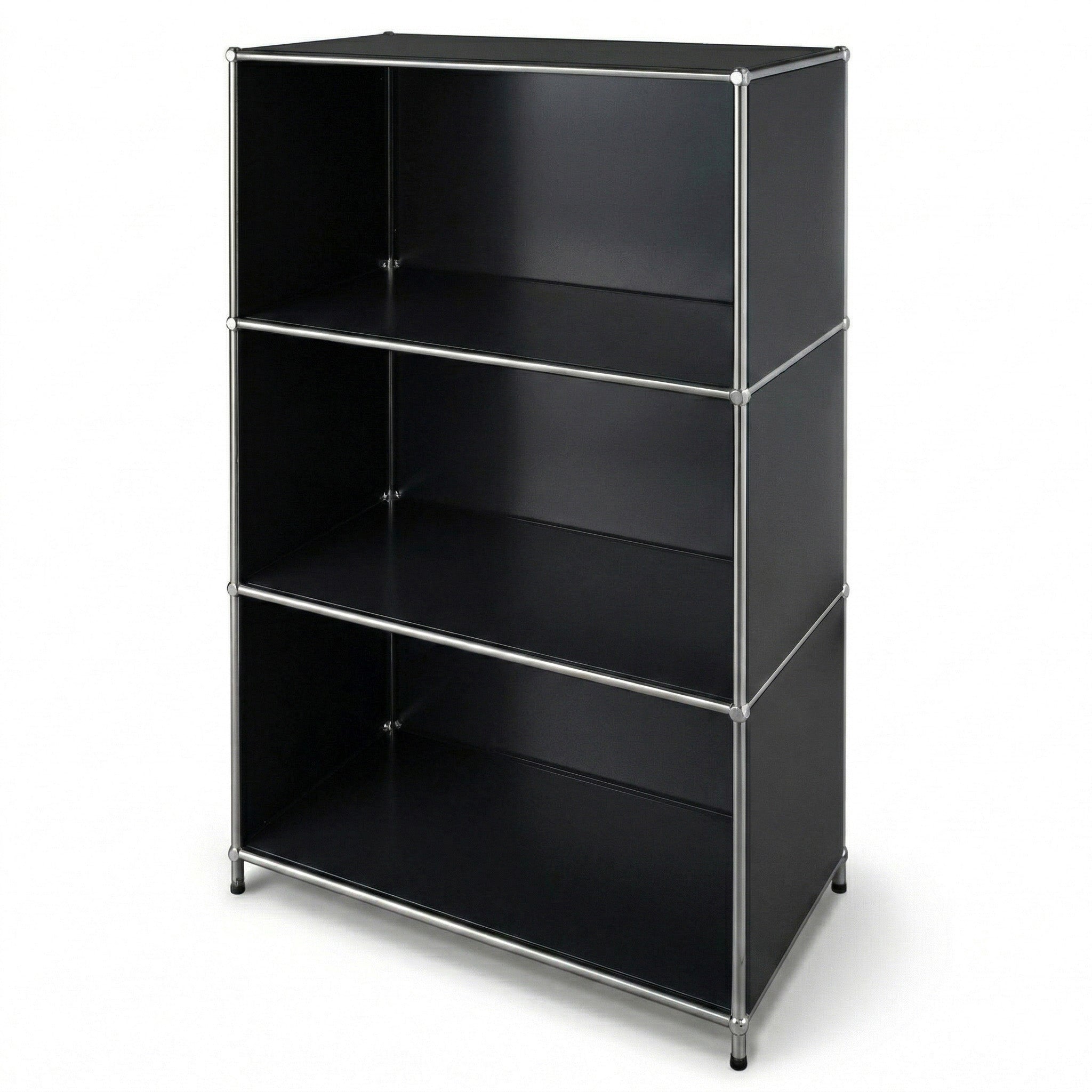 Étagère Métal Chromé Design Épuré, Concept Epuré Mk-101, 120 X 40 X 75, 4 Niveaux, Noir