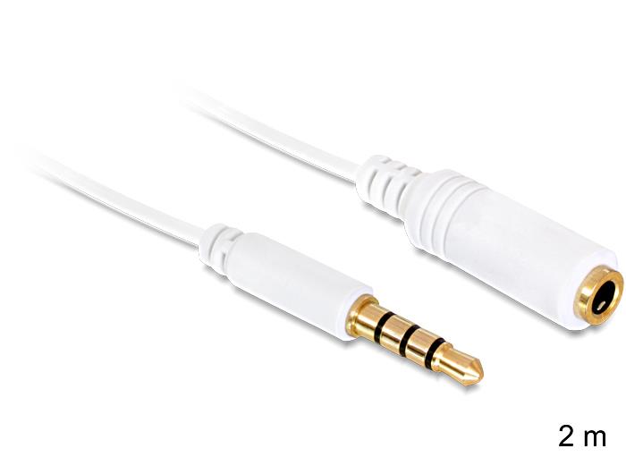 Delock 20-84482 Câble De Prise Stéréo Audio 3,5 Mm Pour Iphone Mâle/femelle, 4 Broches 2 M