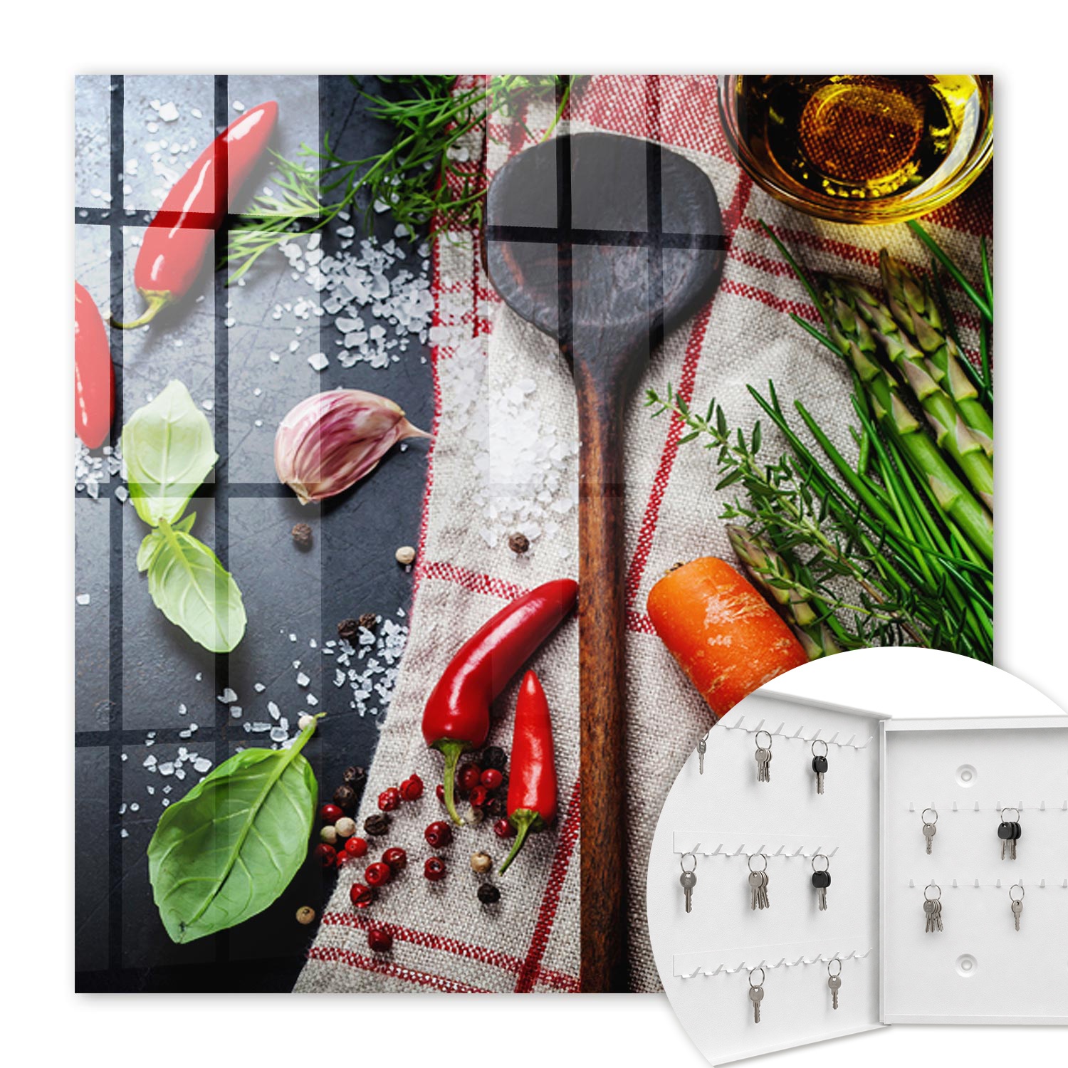 Armoire À Clés - (30 Cm X 30 Cm) - Boîte À Clés Murale - Coffret De Rangement Pour Clés - Couleur Blanche - Ouverture Vers La Gauche - Pour Maison Et Bureau - Inspirations Pour La Cuisine