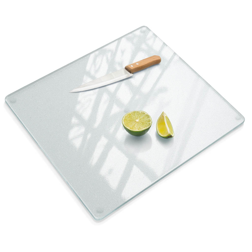 Planche À Découper En Verre Trempé Dépoli Cuisine Antidérapante Résistante Chaleur Rayures Facile À Nettoyer 60x52 Cm