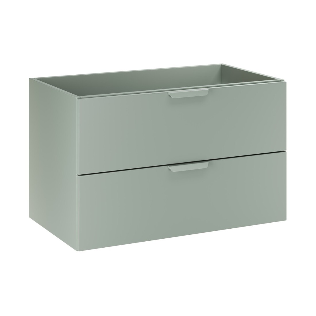 Meuble Sous Vasque Oster 80 Cm Vert Sauge Suspendu Avec 2 Tiroirs