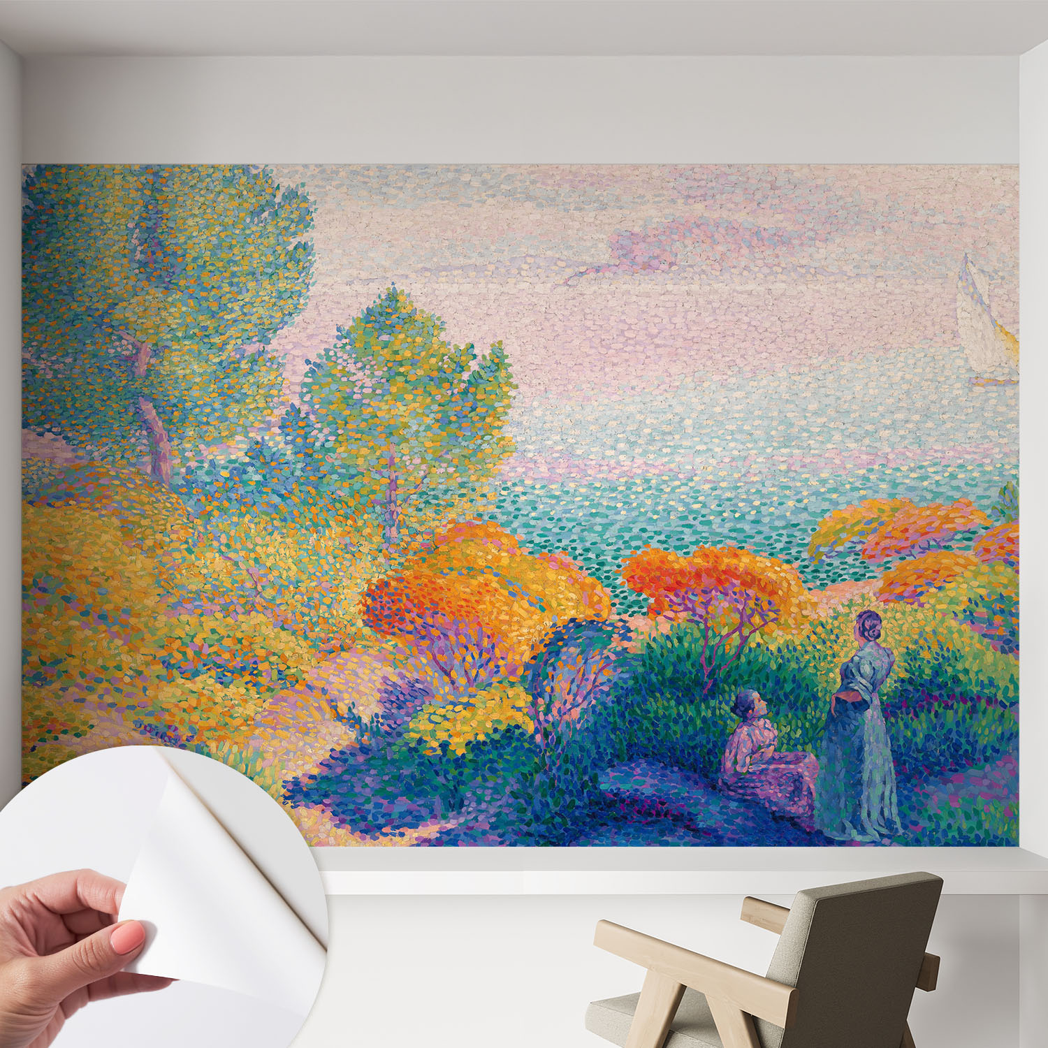 Papier Peint Adhésif Avec Colle Pour Décoration Moderne De Salon Chambre À Coucher Cuisine Et Bureau Facile Paysage Côtier 152x104 Cm