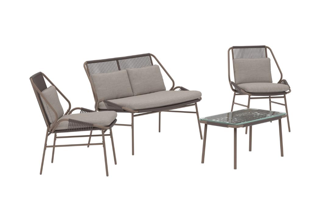 Salon De Jardin 4 Places "zakynthos" 118cm Marron