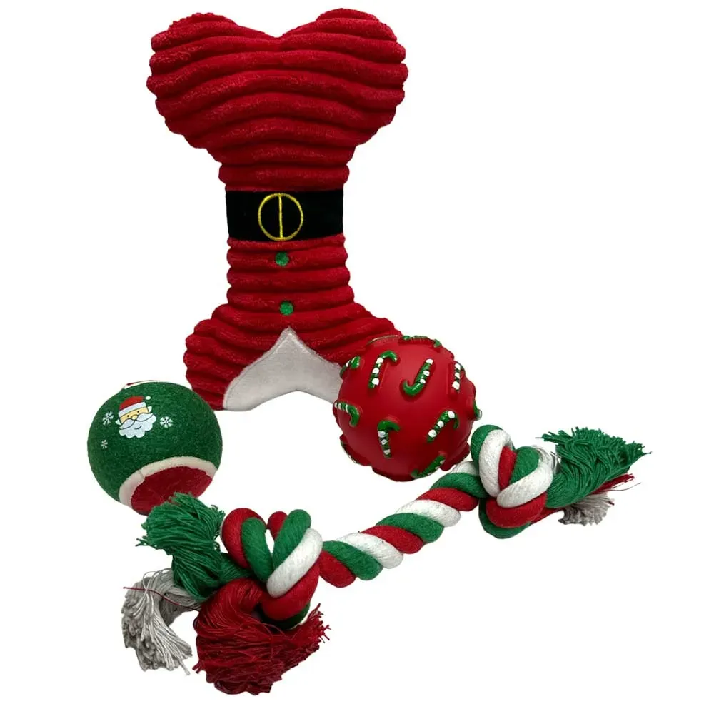 Coffret Jouets De Noël Pour Chien - Peluches, Balles Et Corde