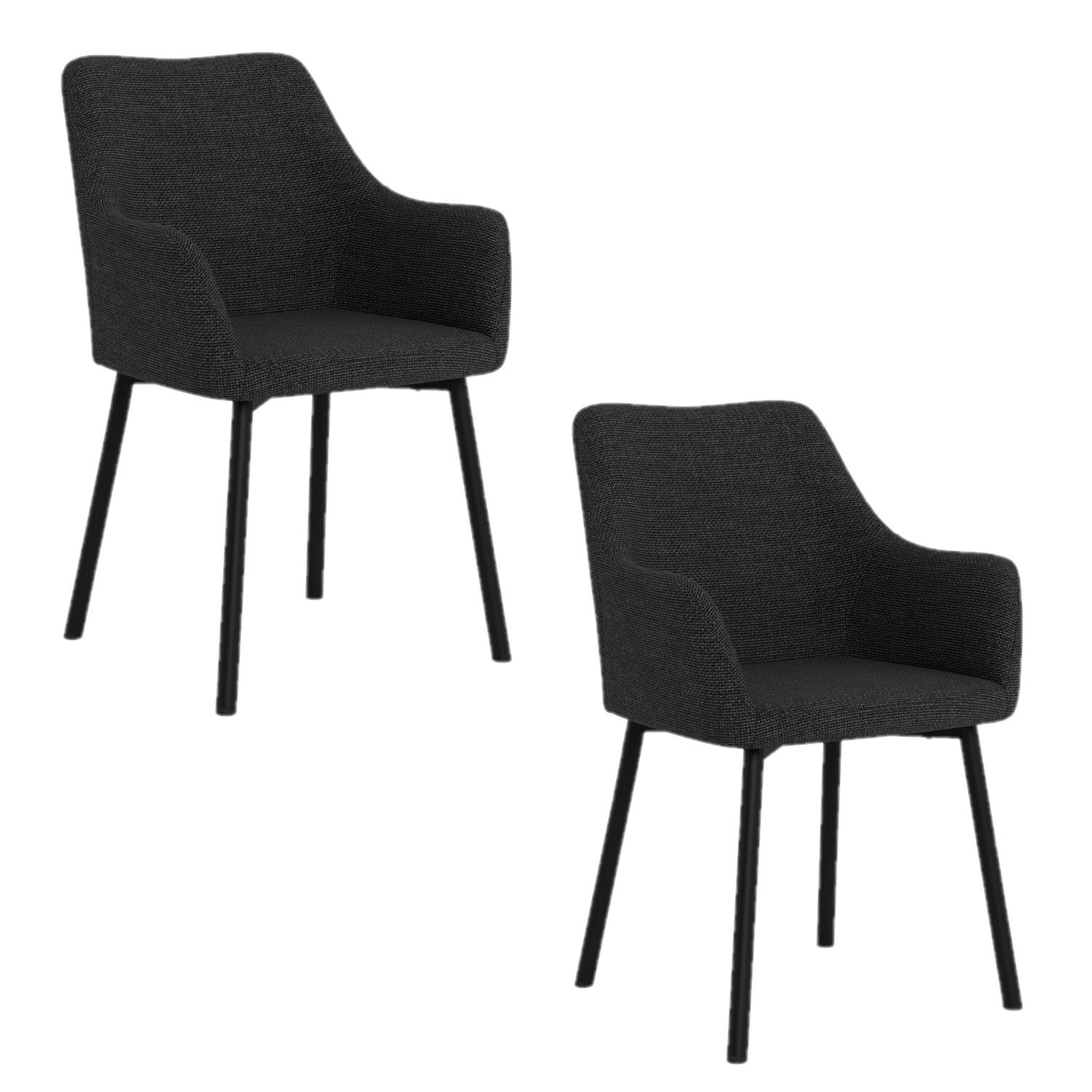Lot De 2 Chaises Avec Accoudoirs En Tissu Et Acier Lizzy
