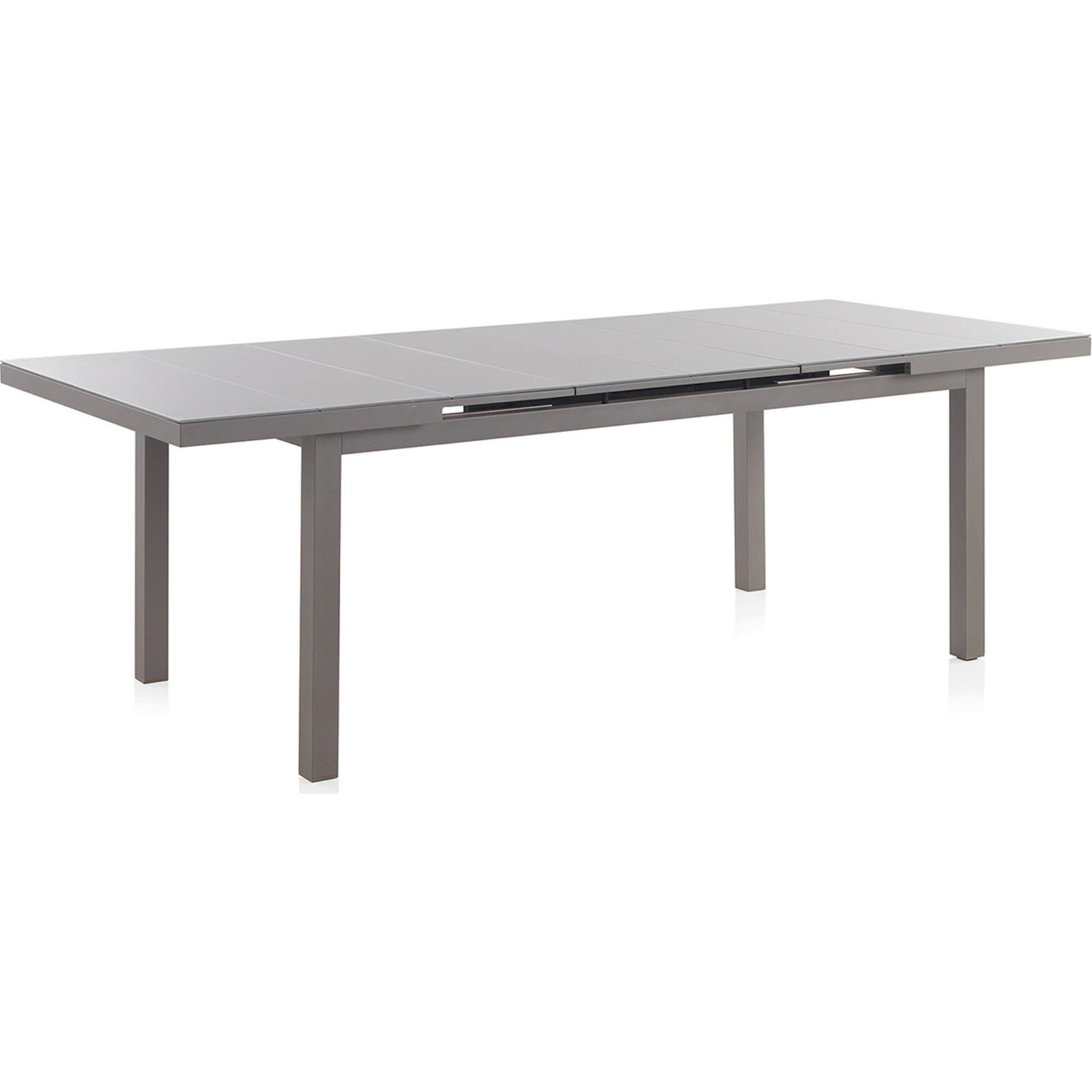 Table Extensible Aluminium Taupe Et Verre Trempé Pour Jardin - Taupe Aluminium Et Verre Trempé