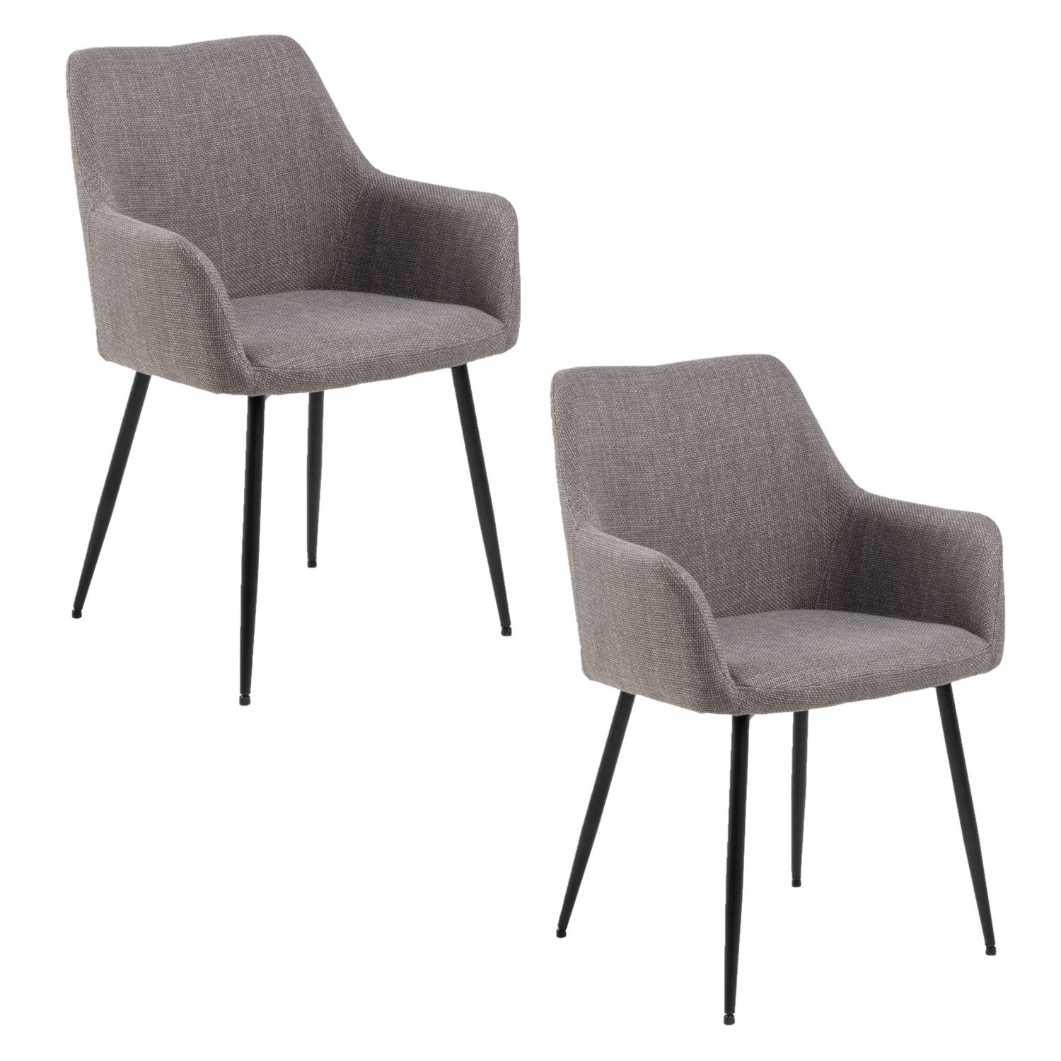 Lot De 2 Chaises Avec Accoudoirs En Tissu Et Acier Lizzy