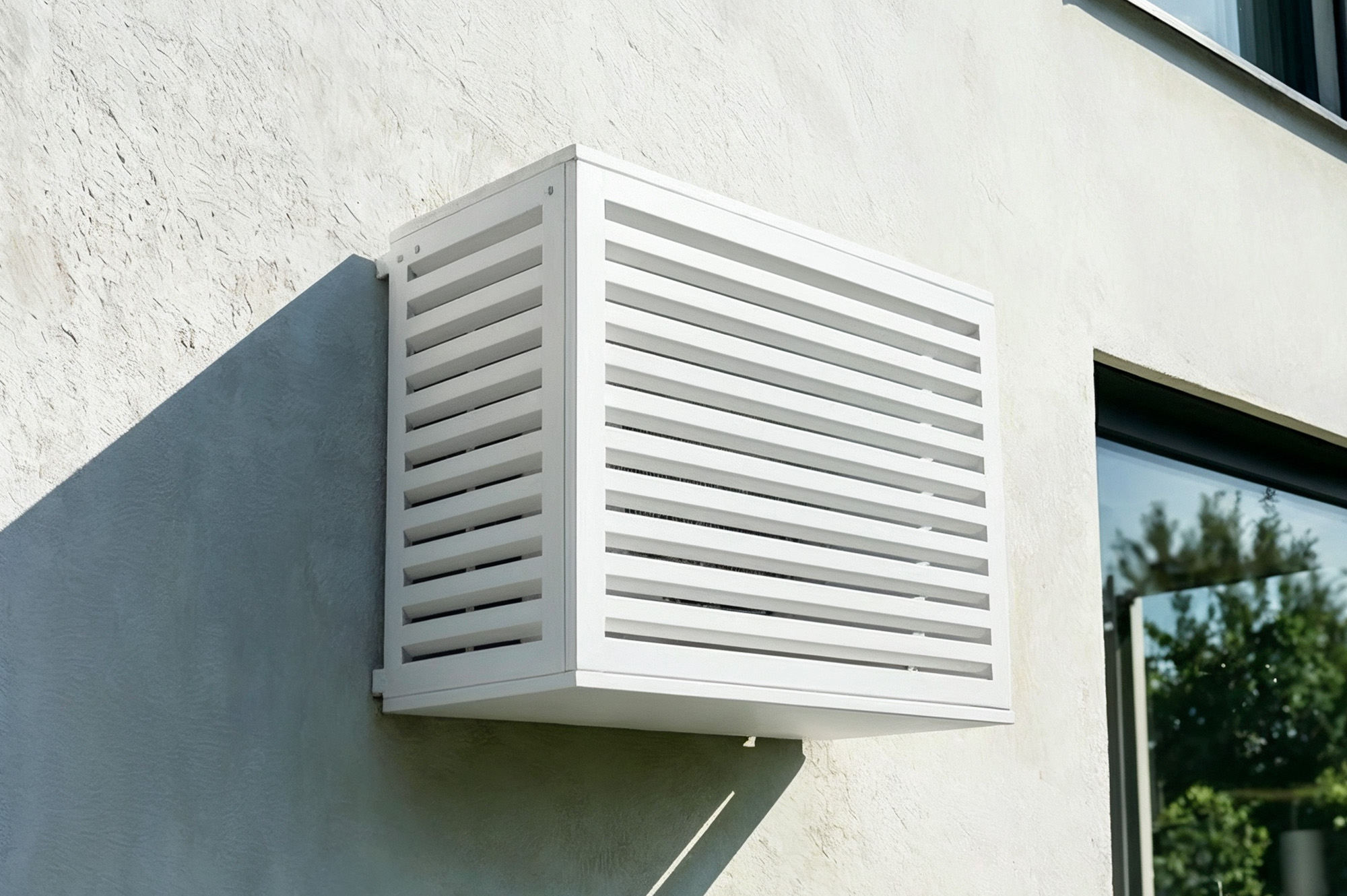 Cache Clim & Pompe À Chaleur Aneto Aluminium Blanc Avec Face Inférieure - Taille S