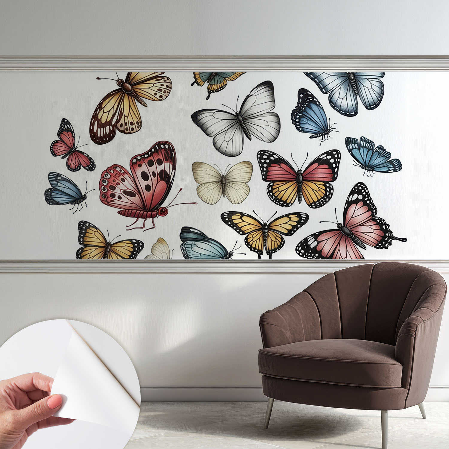 Papier Peint Autocollant Avec Imprimé Pour Intérieur Moderne Application Facile A Motif Papillons Paradisiaques 250x104 Cm