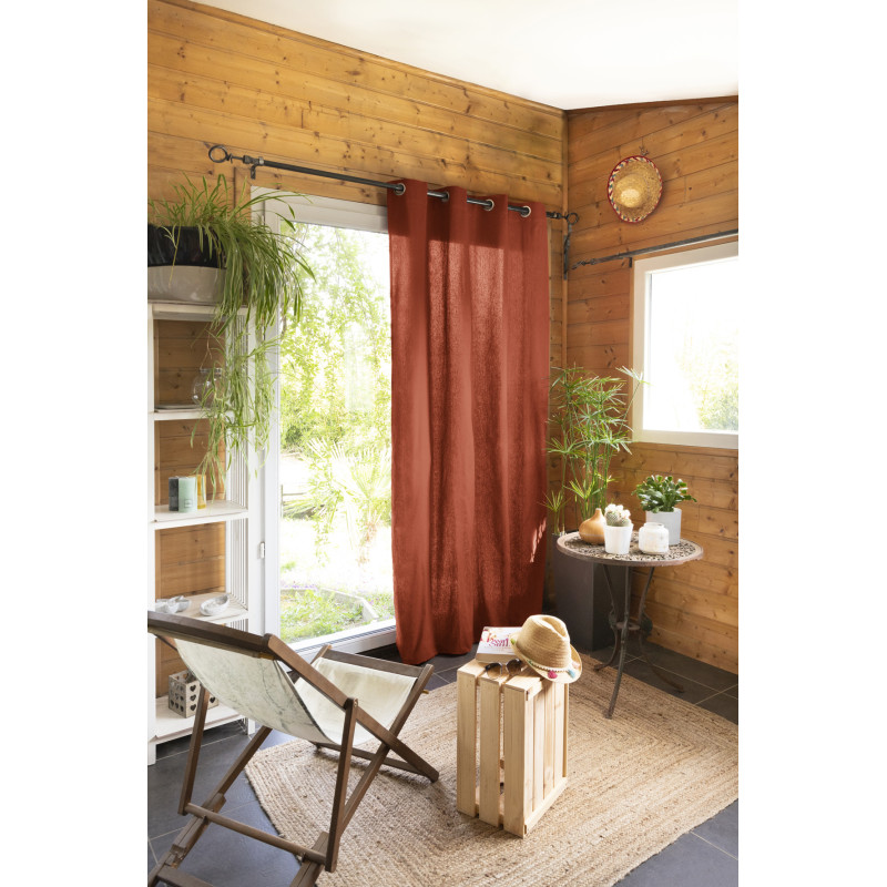 Rideau D'Ameublement "kala" En Coton 140 X 260 Cm L'Effet Papillon - Kala Terracotta - 1 Panneau 140 X 260 Cm