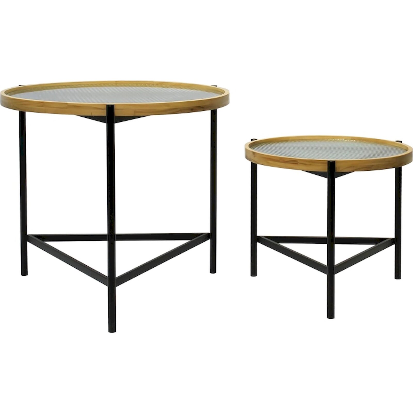 Table D'Appoint Élégance En Verre Et Métal - Verre Transparent Avec Touches Métalliques Et Bois