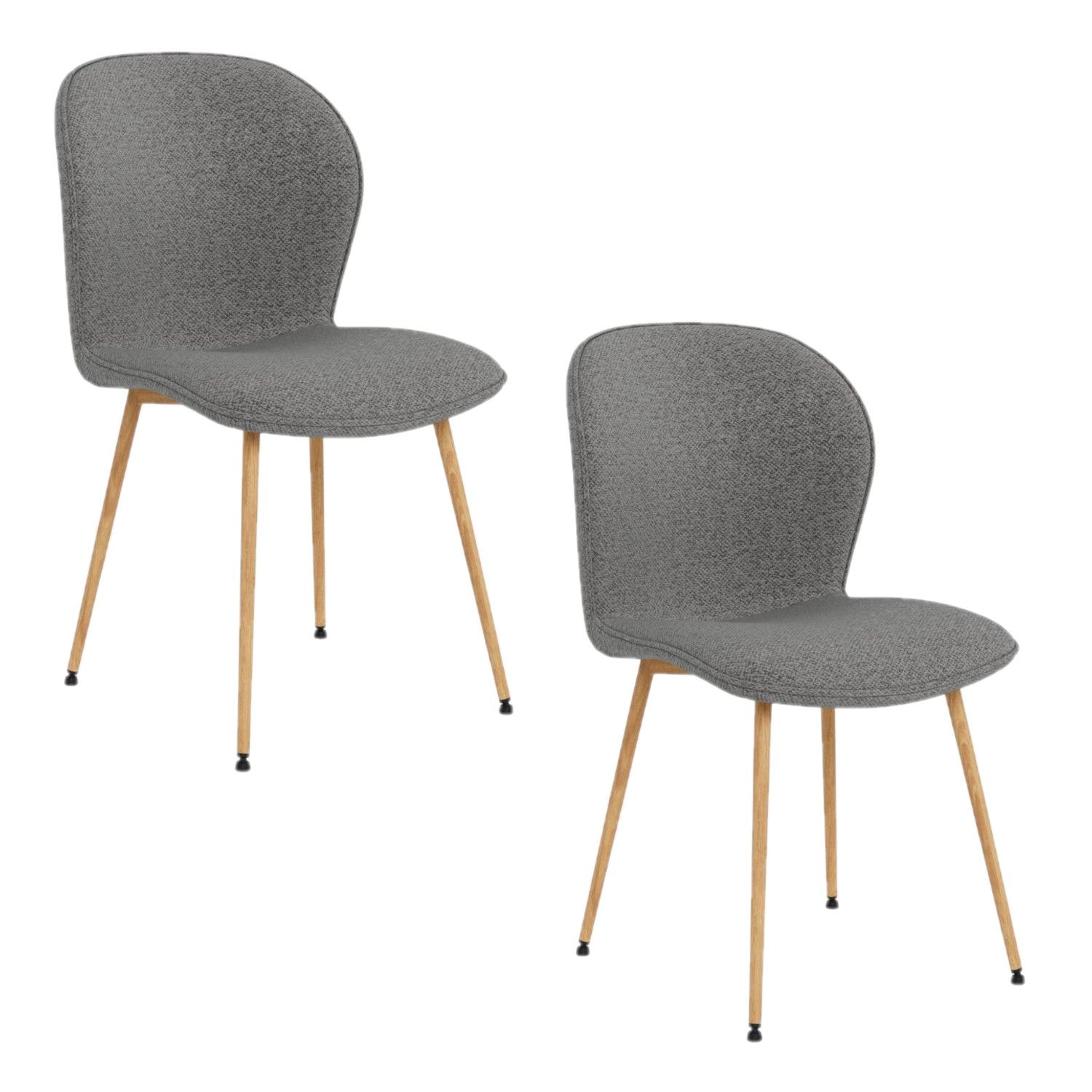 Lot De 2 Chaises De Salle À Manger En Tissu Et Acier Lina