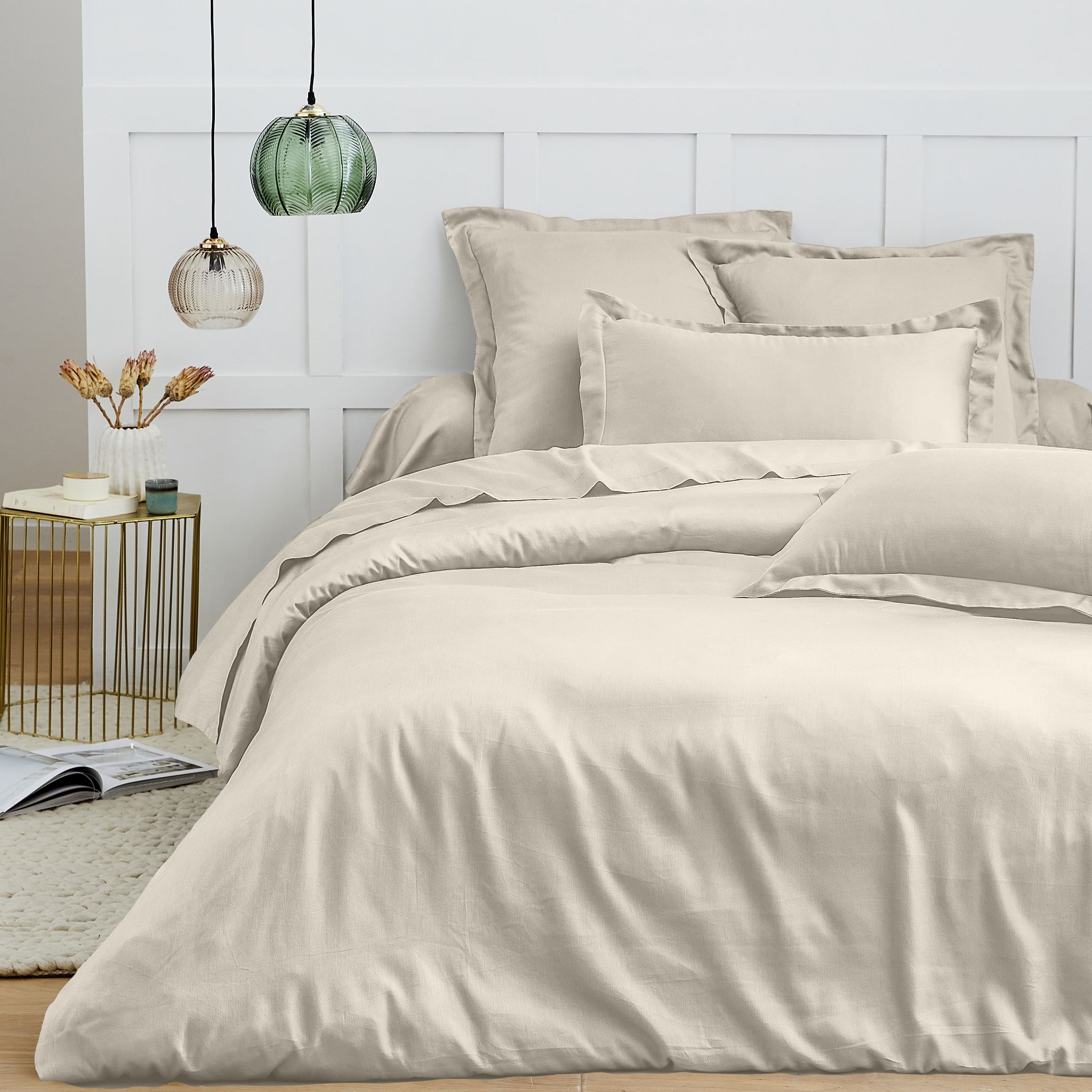 Housse De Couette 240 X 220 Cm - 100% Coton 57 Fils/cm² - Qualité Supérieure - Sable