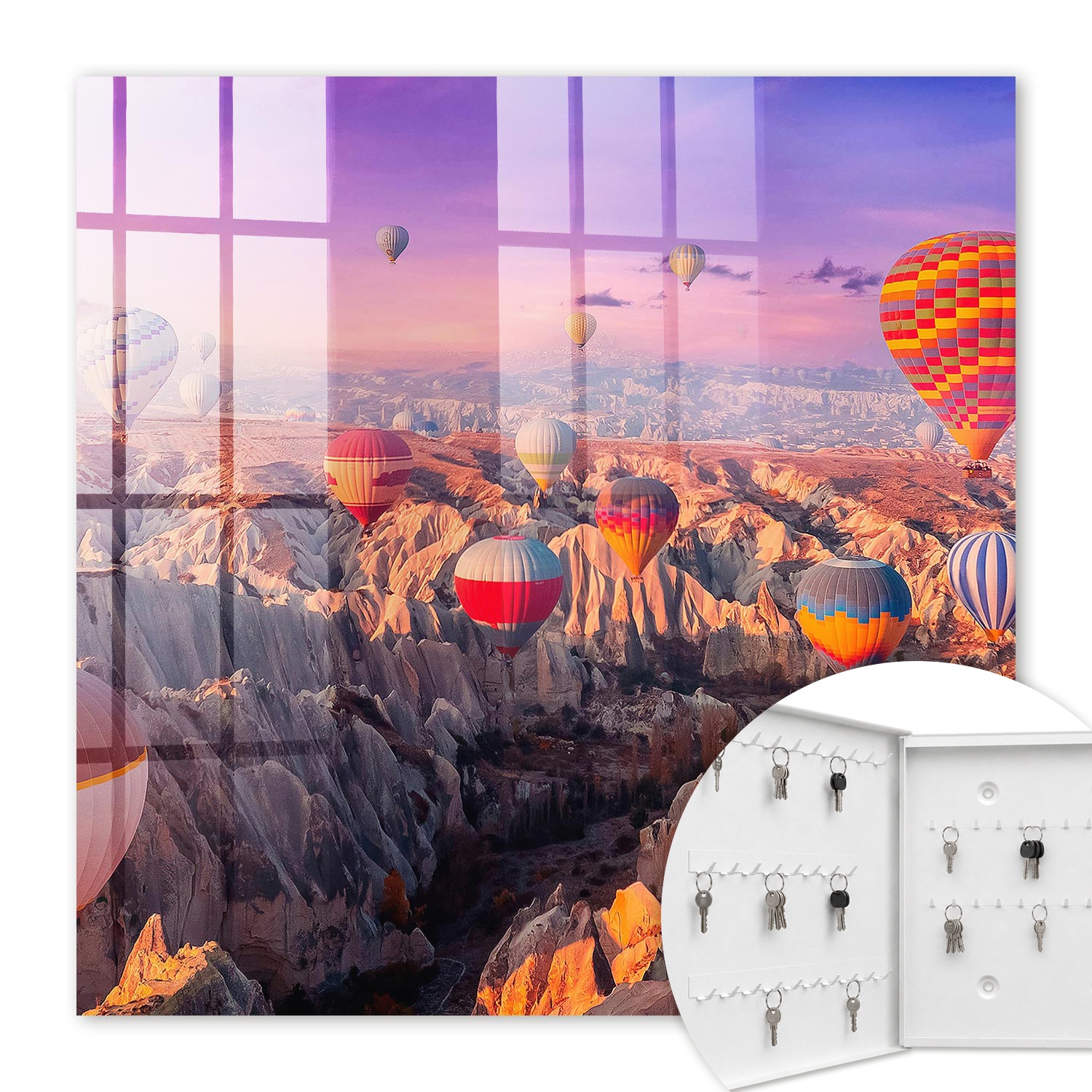 Armoire À Clés - (30 Cm X 30 Cm) - Boîte À Clés Murale - Coffret De Rangement Pour Clés - Couleur Blanche - Ouverture Vers La Gauche - Pour Maison Et Bureau - Des Ballons Dans L'Air