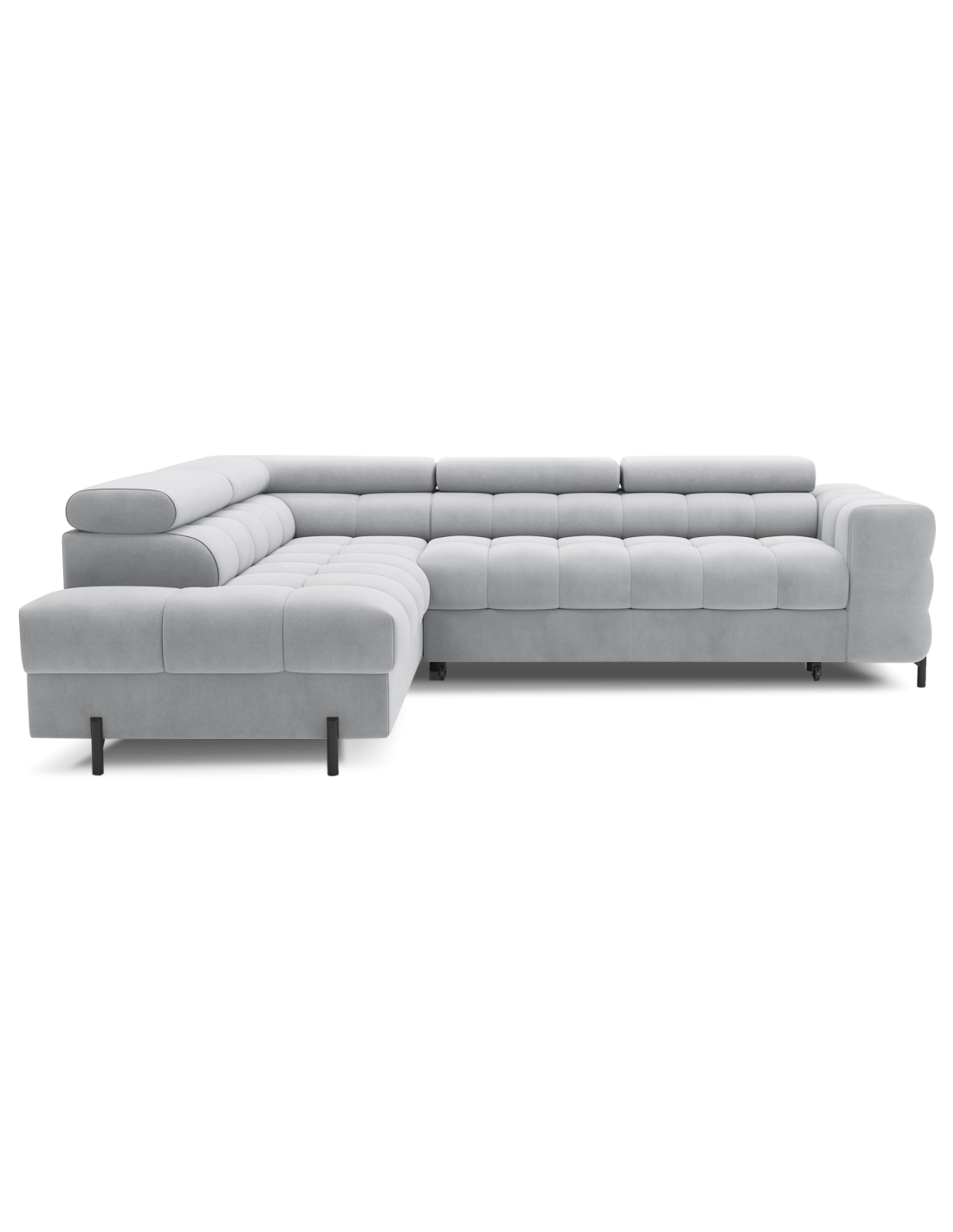 Canapé D'Angle Gauche Ferrum Gris Clair Avec Coffre Pieds Métal 276x93x200cm