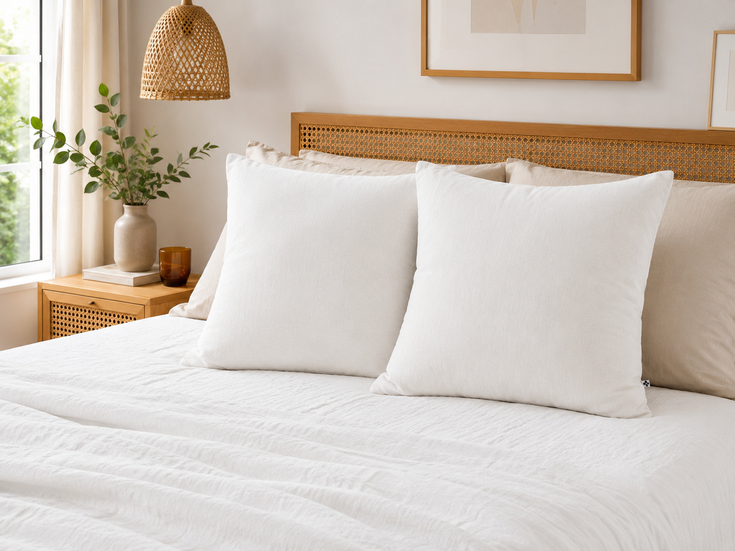 Lot De 2 Taies D'oreiller 60 X 60 Cm - Double Gaze De Coton - Gaïa Blanc