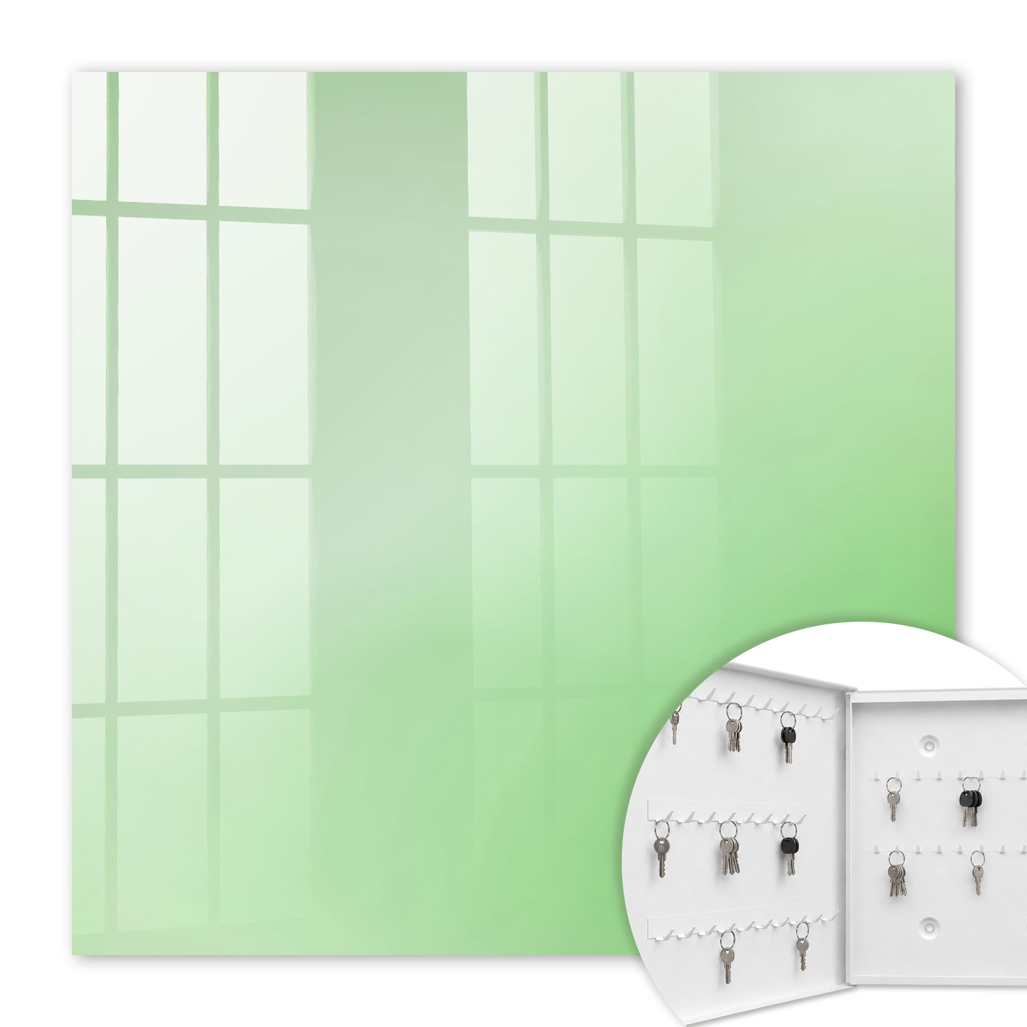 Armoire À Clés - (30 Cm X 30 Cm) - Boîte À Clés Murale - Coffret De Rangement Pour Clés - Couleur Blanche - Ouverture Vers La Gauche - Pour Maison Et Bureau - Harmonie Verte